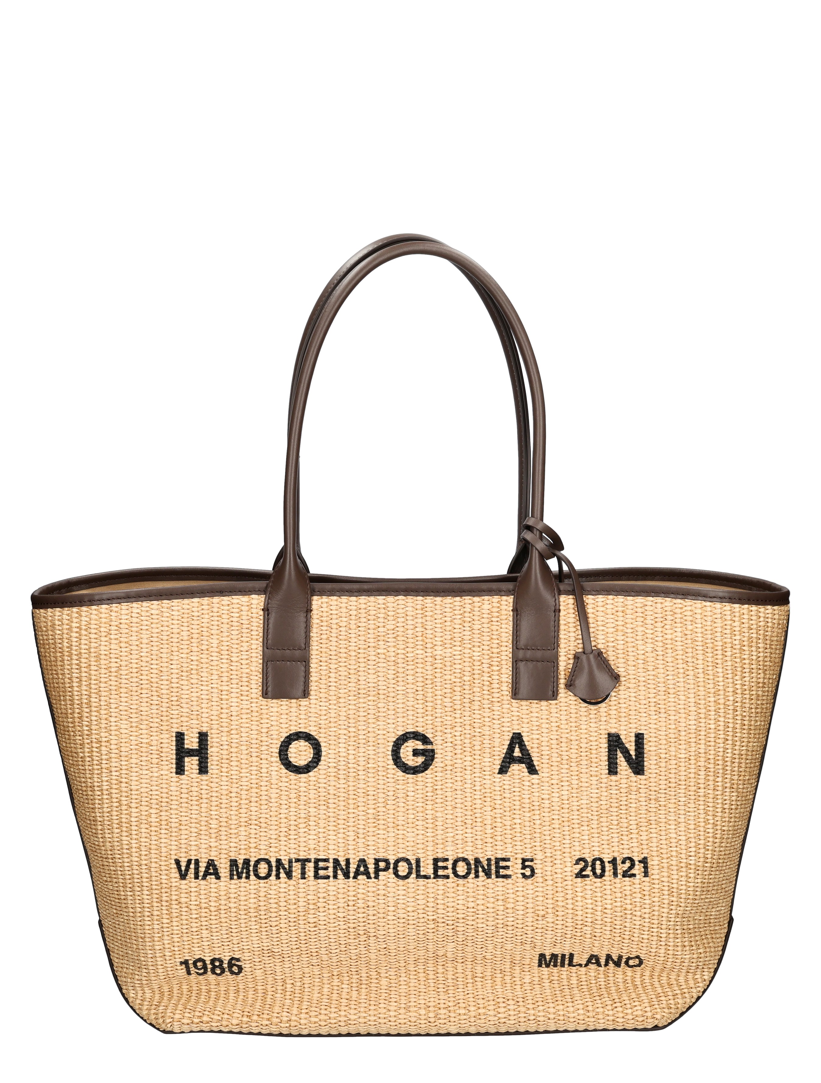 Hogan - Script Shopping Bag Medium Brown Ivory - Dames - Schoudertassen - 49672_72_1