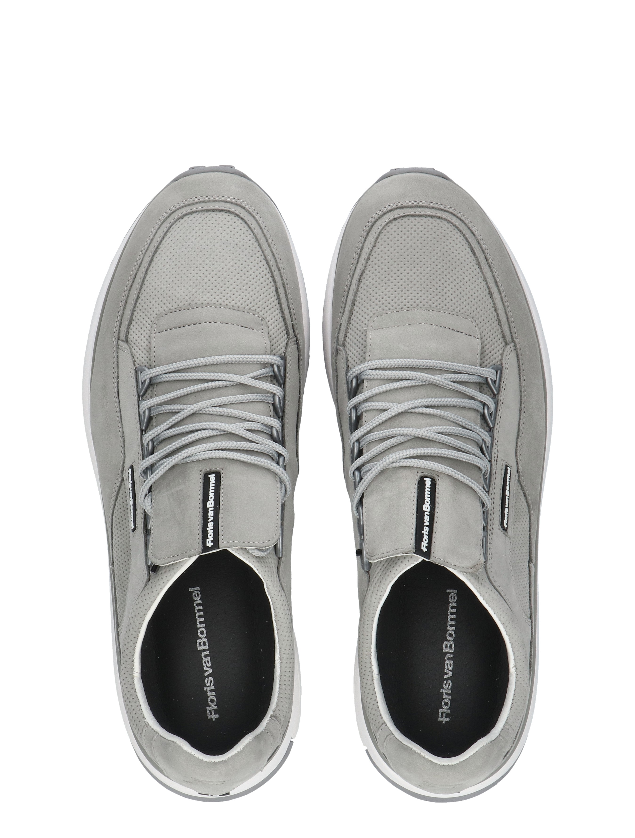 sneakers, grijs, veters, mesh, slip-on look