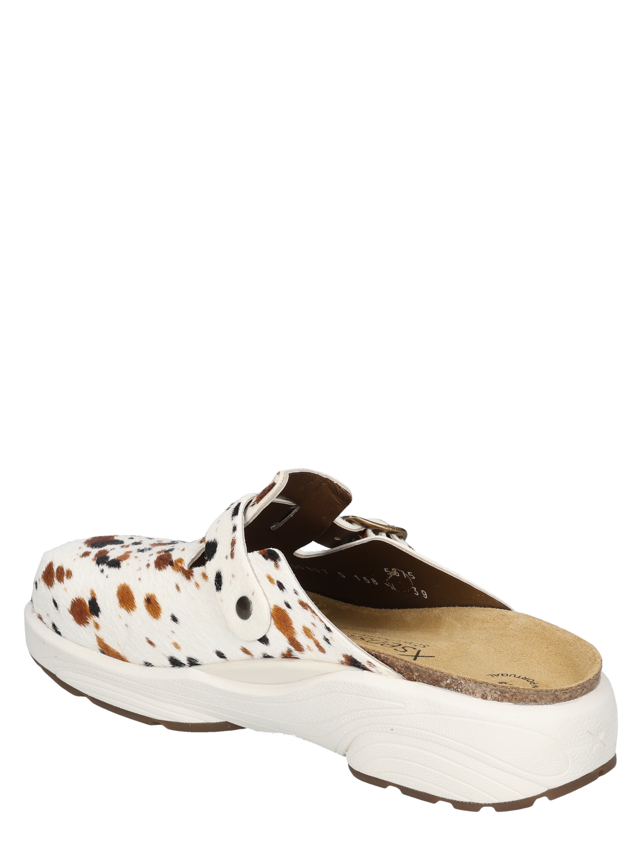 sandalen, mule, leder, leo patroon, wedge zoolas