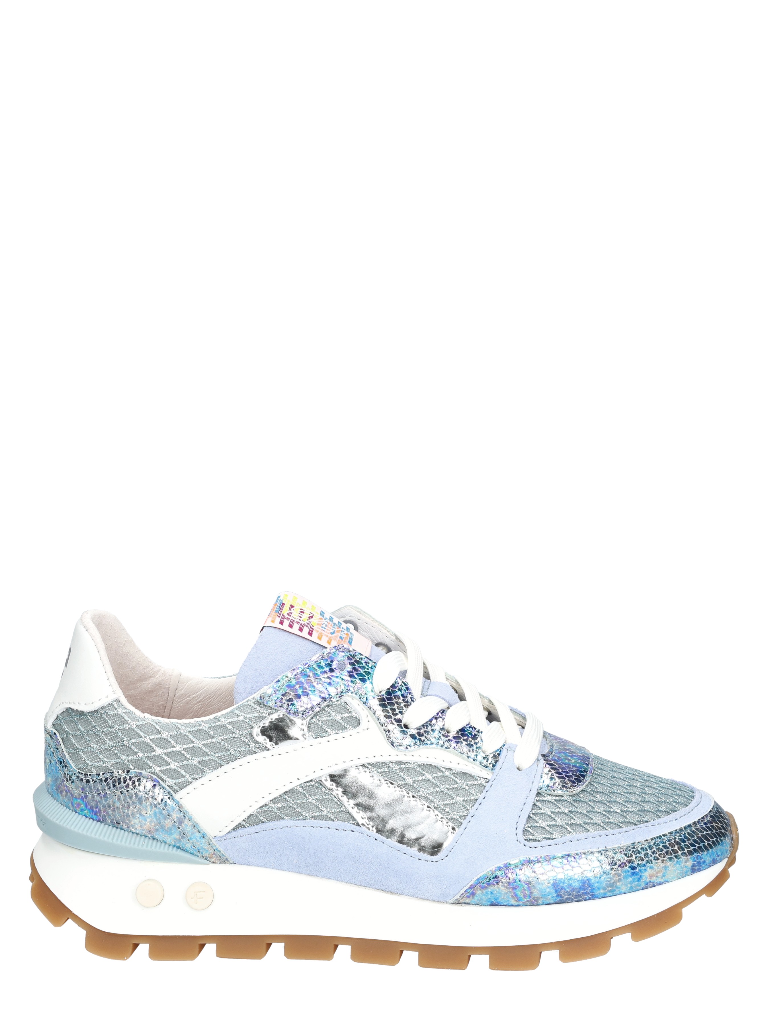 sneaker, looppict, mesh, glitter, grauwe/ zilver