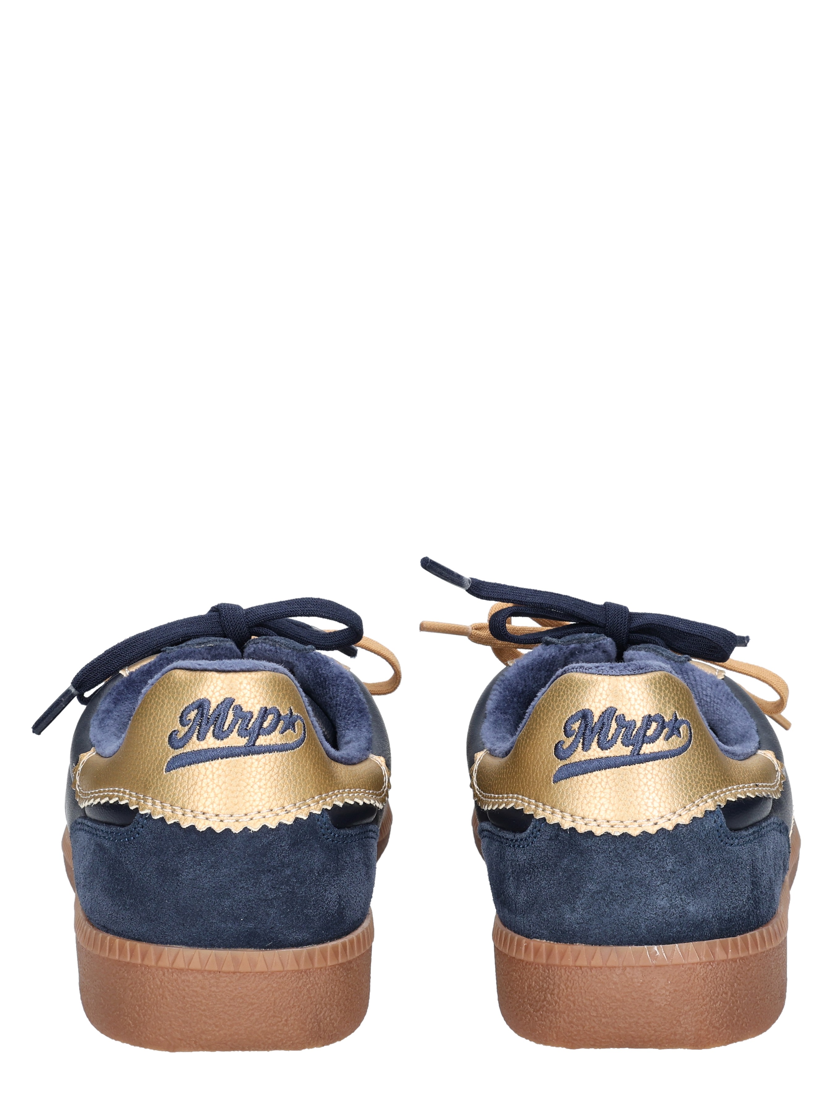 sneakers, blauw marine, gouden accent, suede, veters