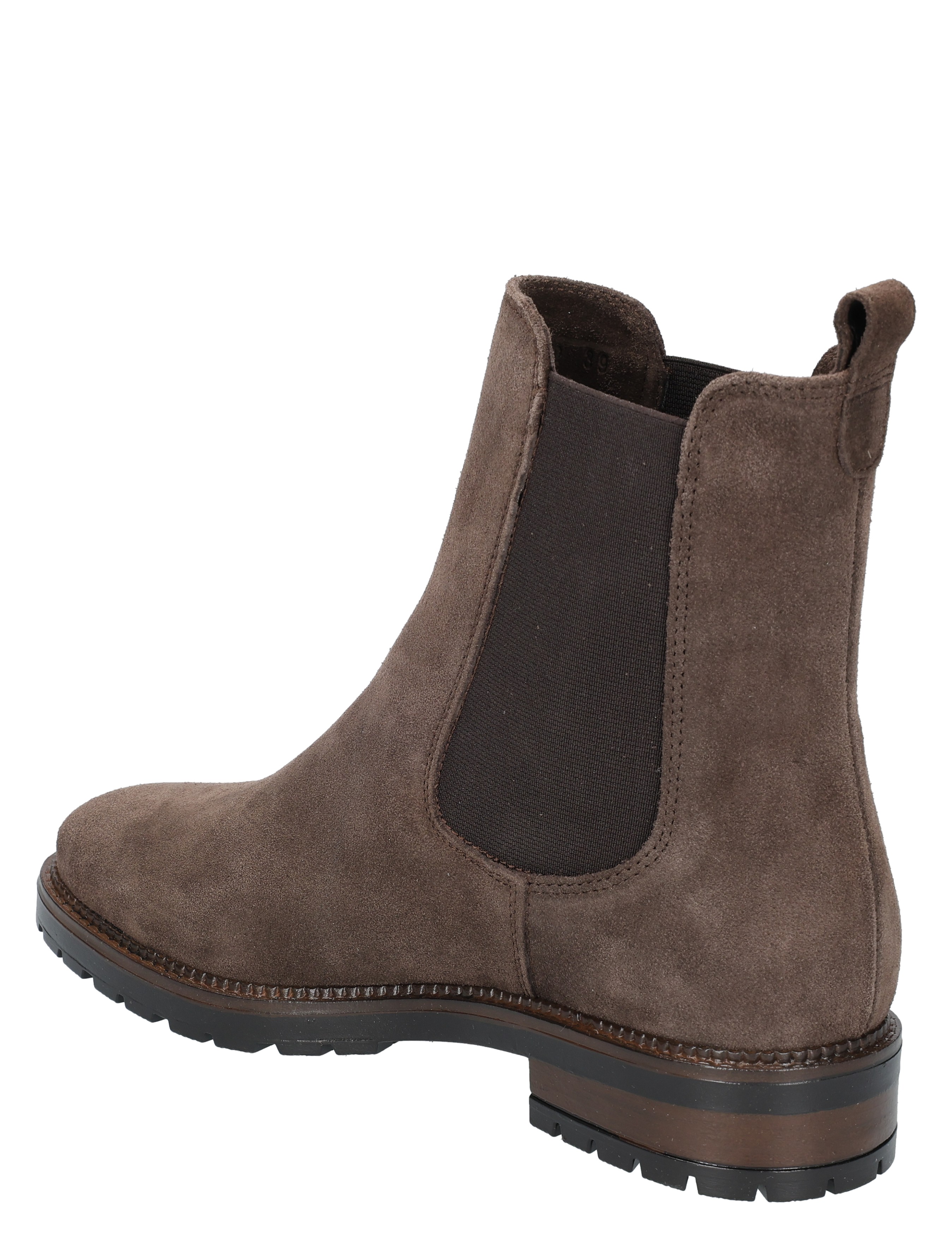 ankle boot, chelsea boot, suede, brown, elastic side panel