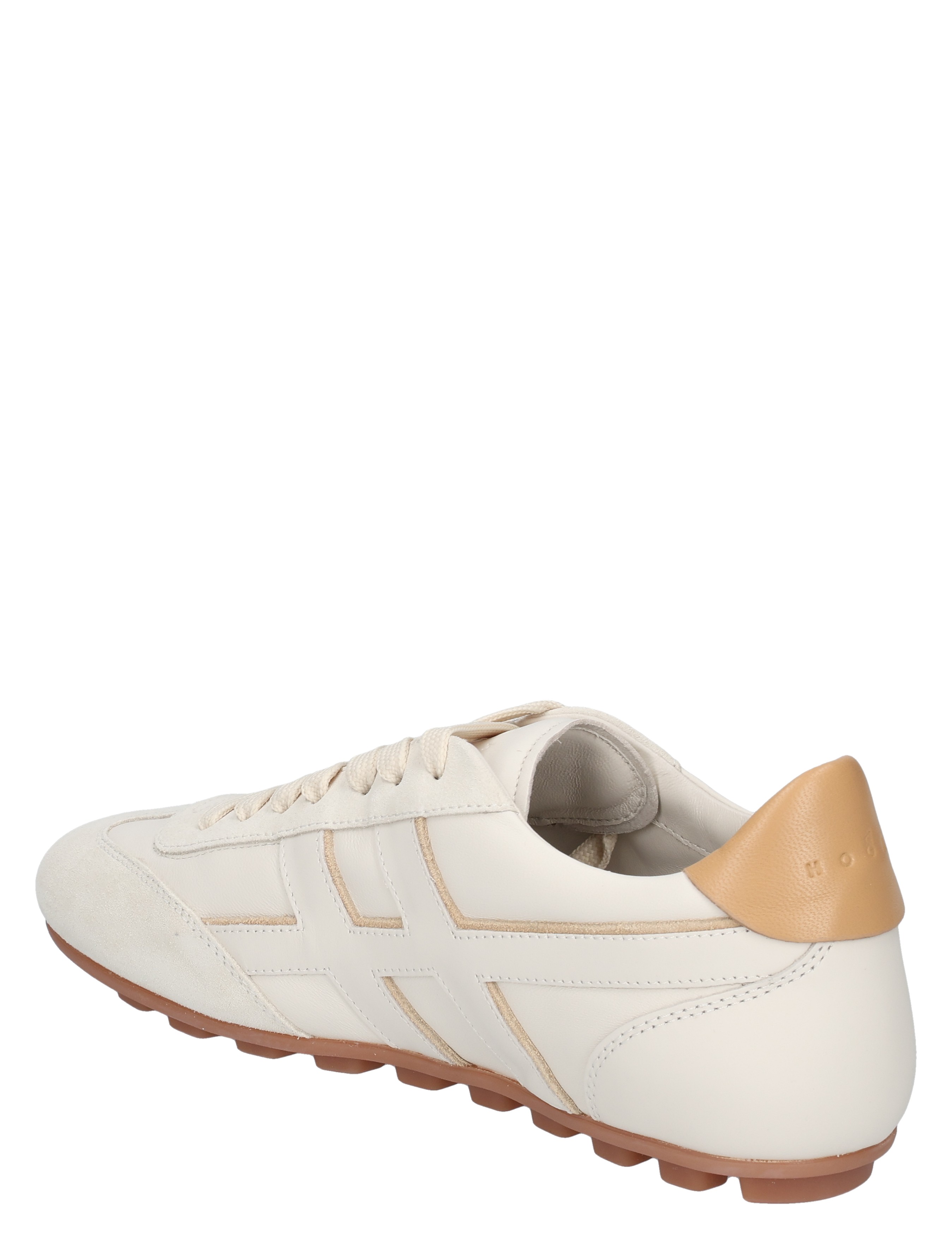 sneaker, witte sneaker, casual schoen, hielaccent bruin, rubberen zool