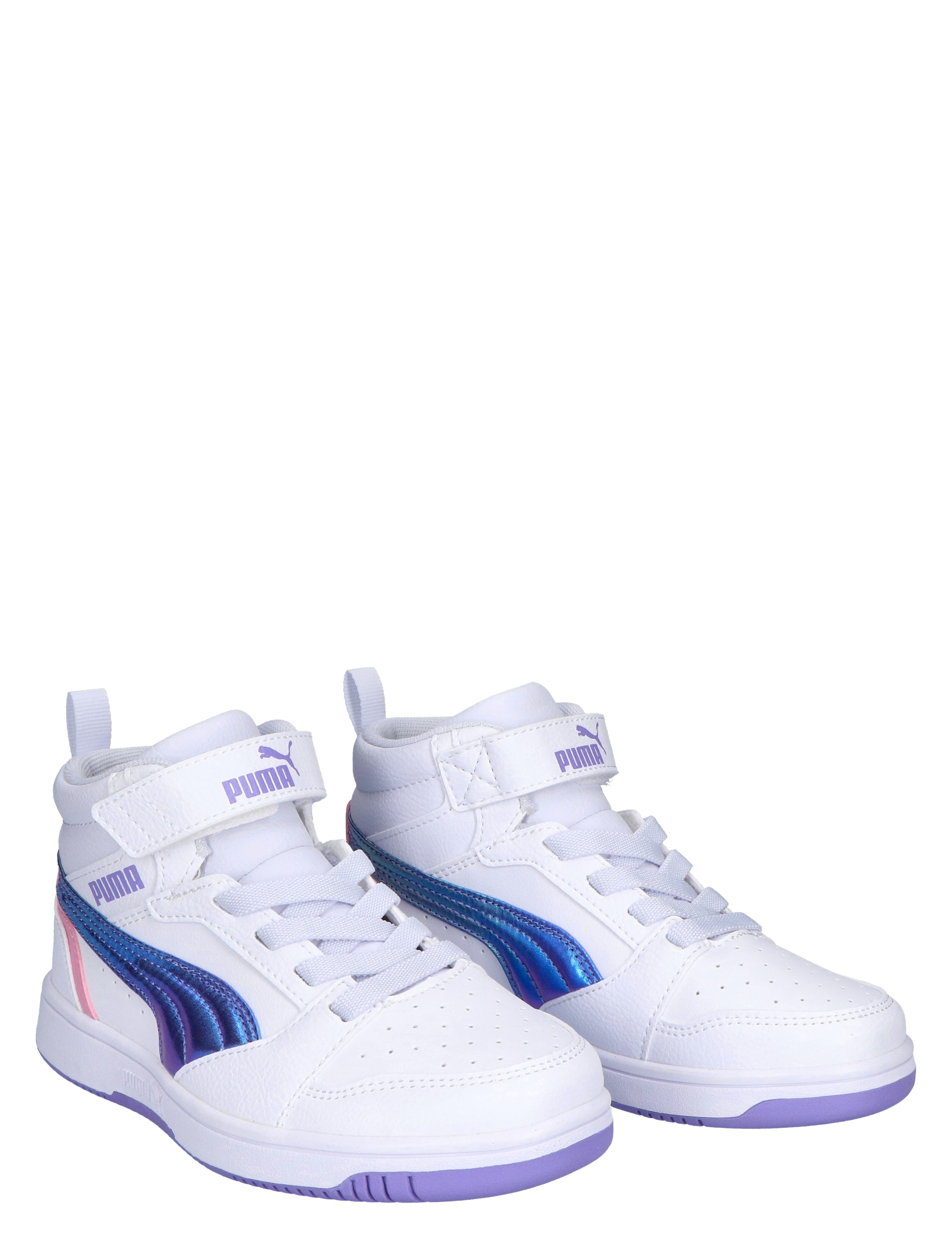 Puma - Rebound V6 Mid Bouncy Velcro White Lavender Mauve - Meisjes - Sneakers - Hoge Sneakers - 44971_84_5