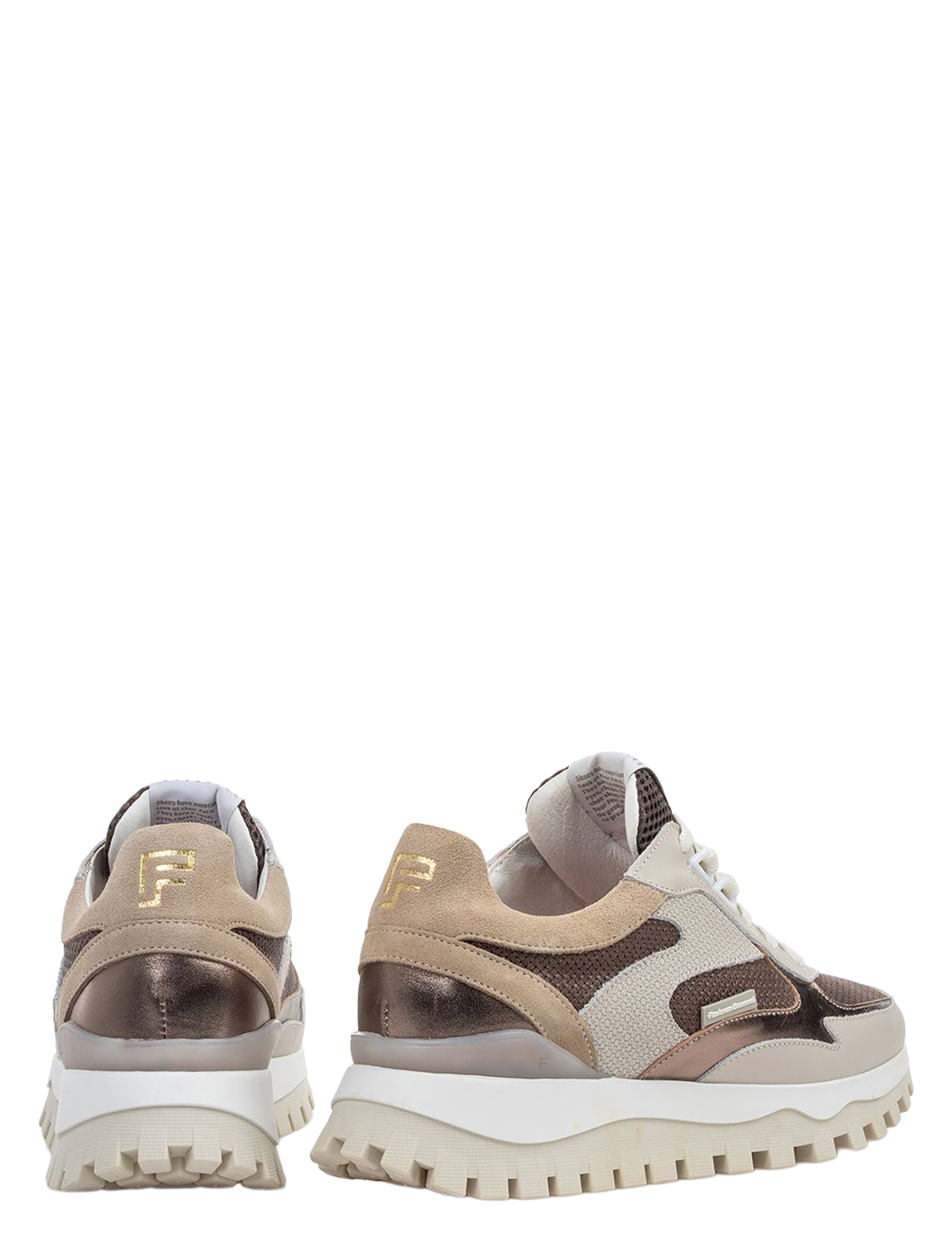 sneakers, drie-laag, canvas, beige, bruin, gouden logo