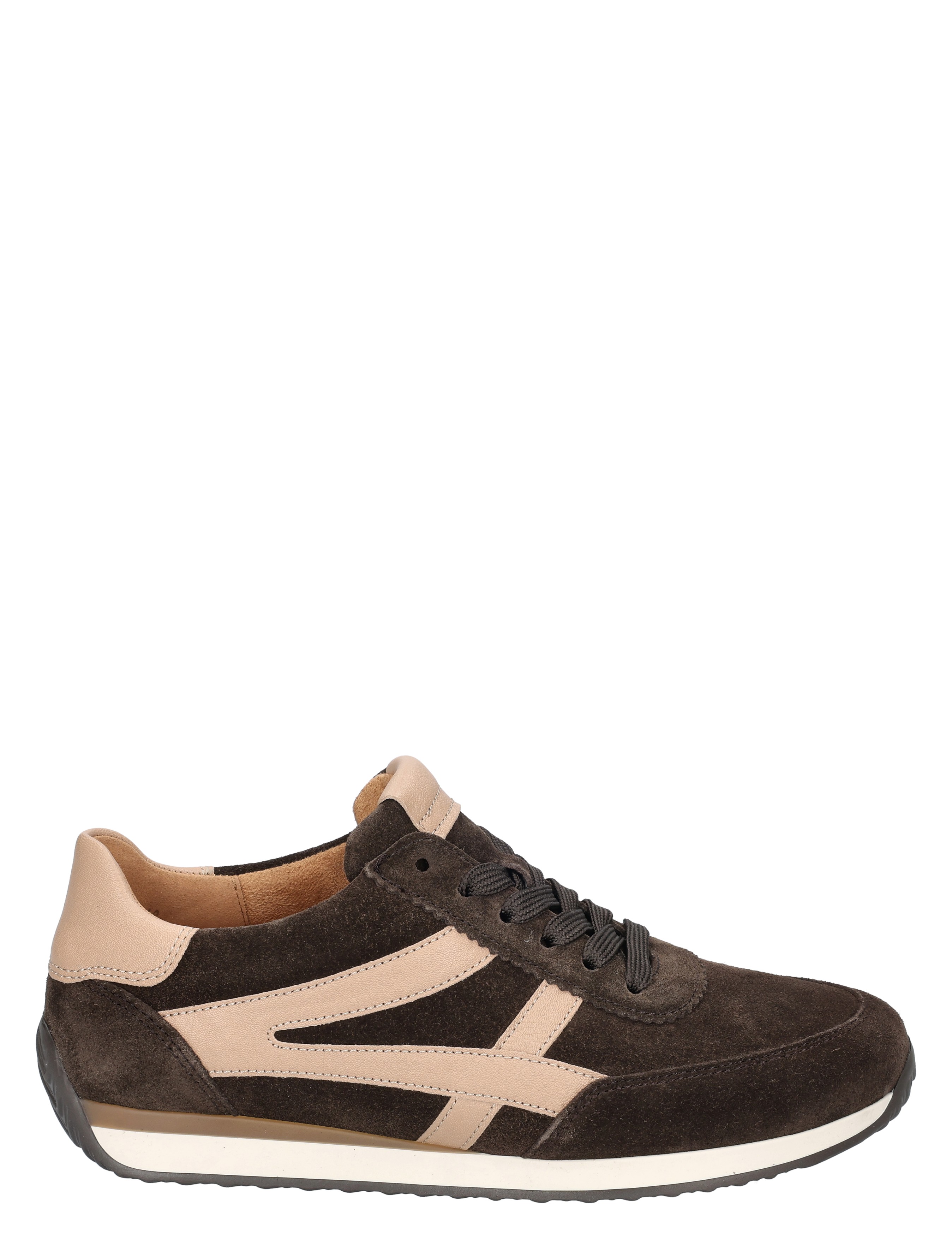 sneaker, donkerbruin, suede, roze/beige, sportieve schoen