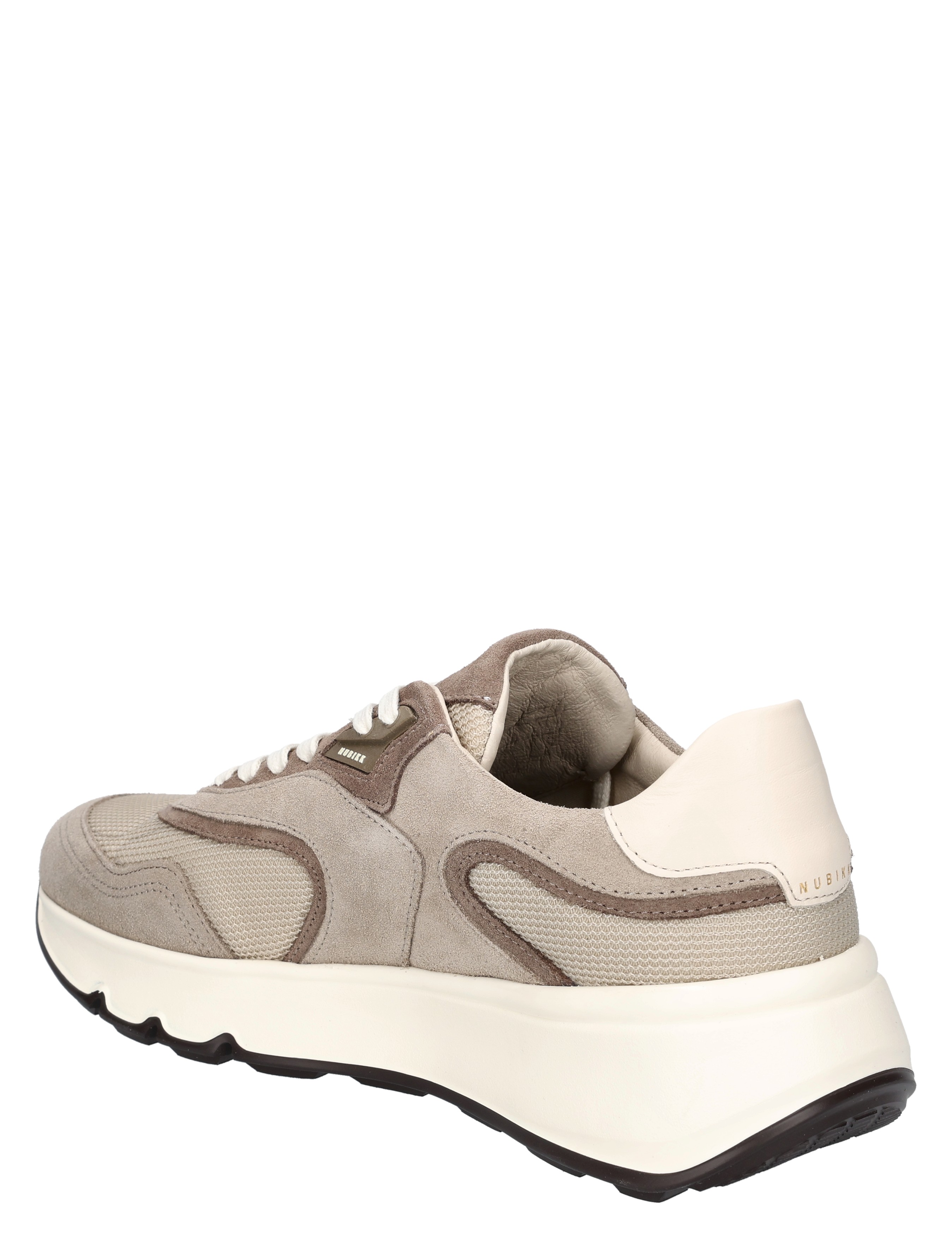 sneaker, grijze sneaker, suede, mesh inzet, witte zool