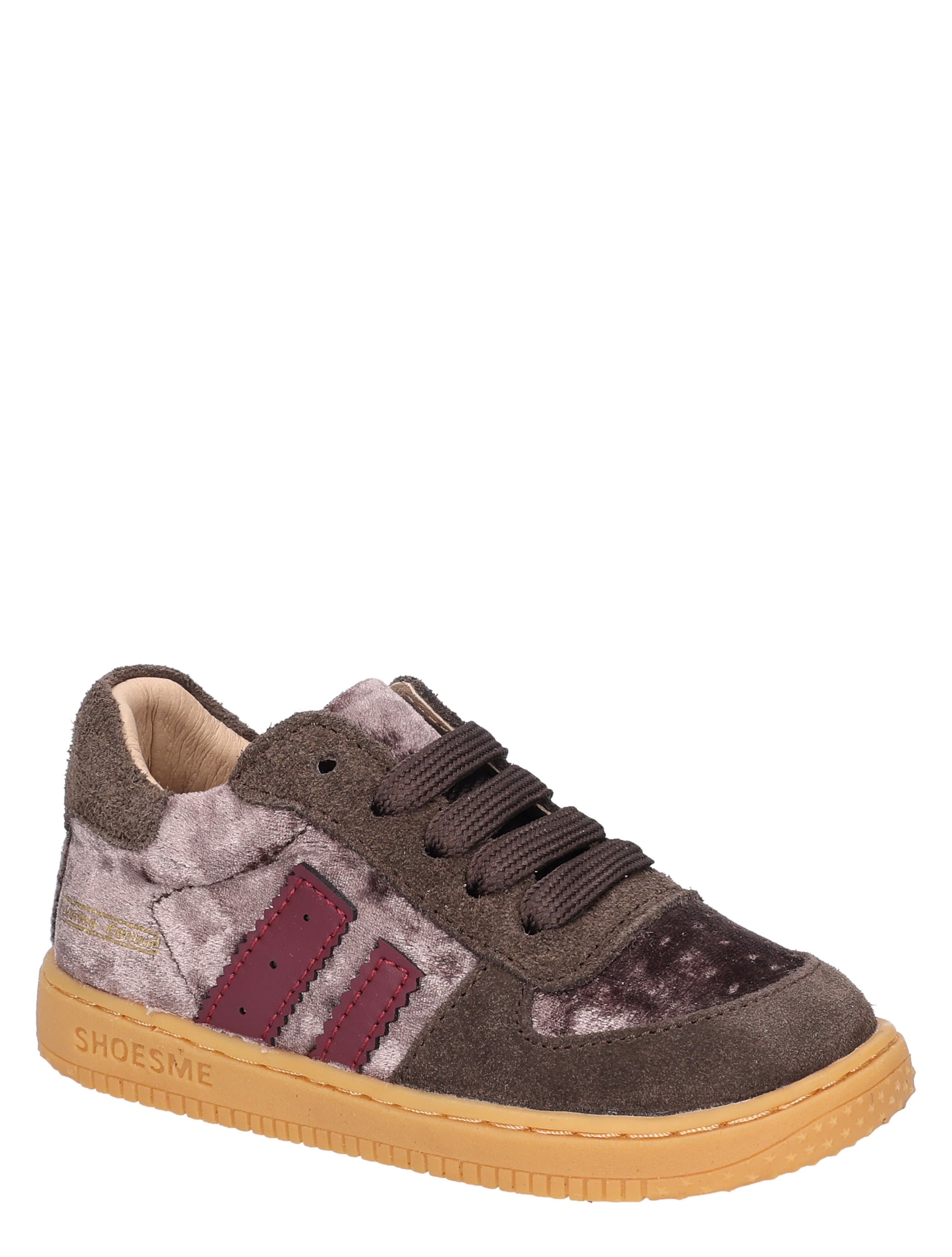 sneaker, kinder, suede, lila, bruine zool