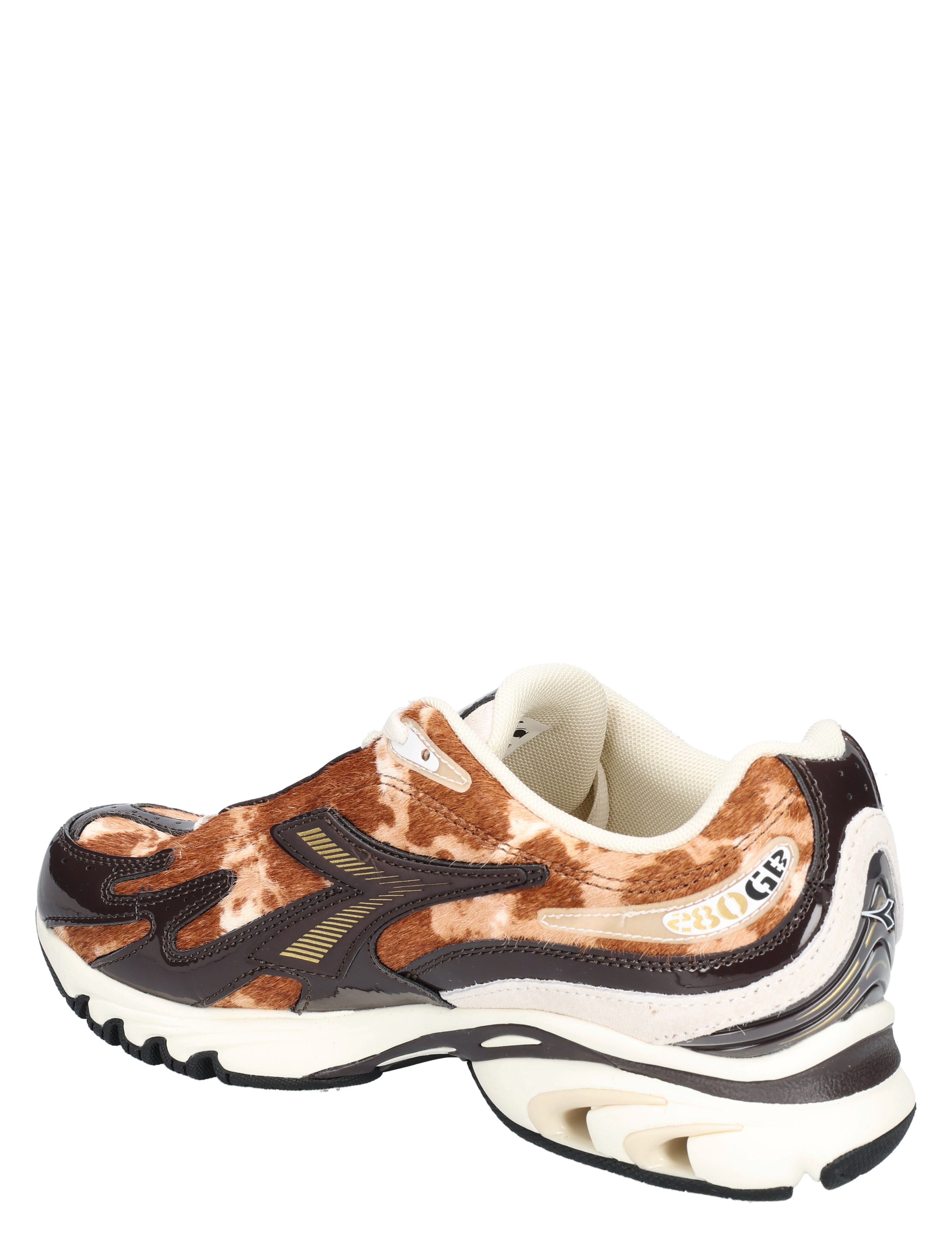 sneaker, leer, koe print, multikleur, sportschoen