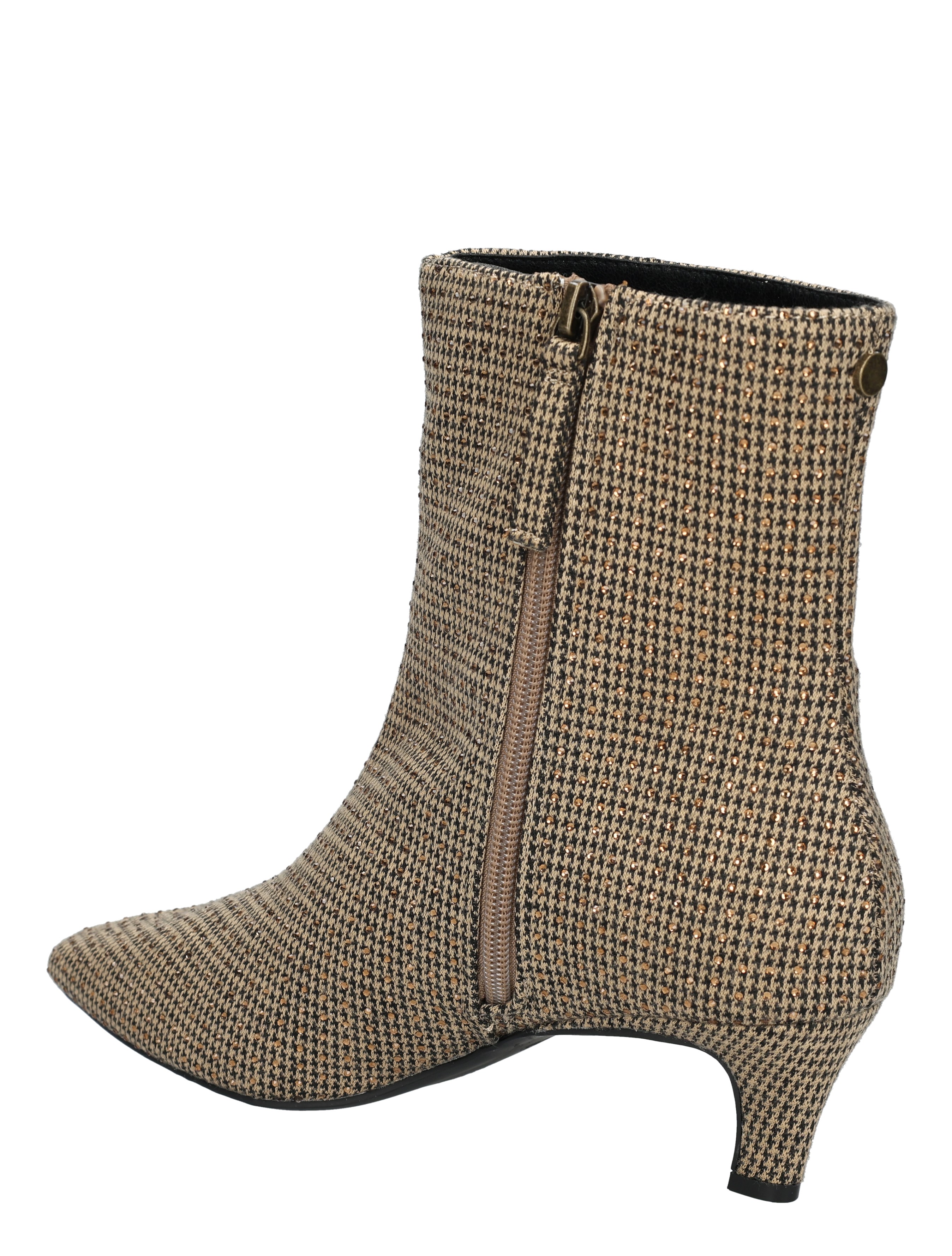 boot, enkellaarzen, hondstooth,  rits,  hak 2-3cm