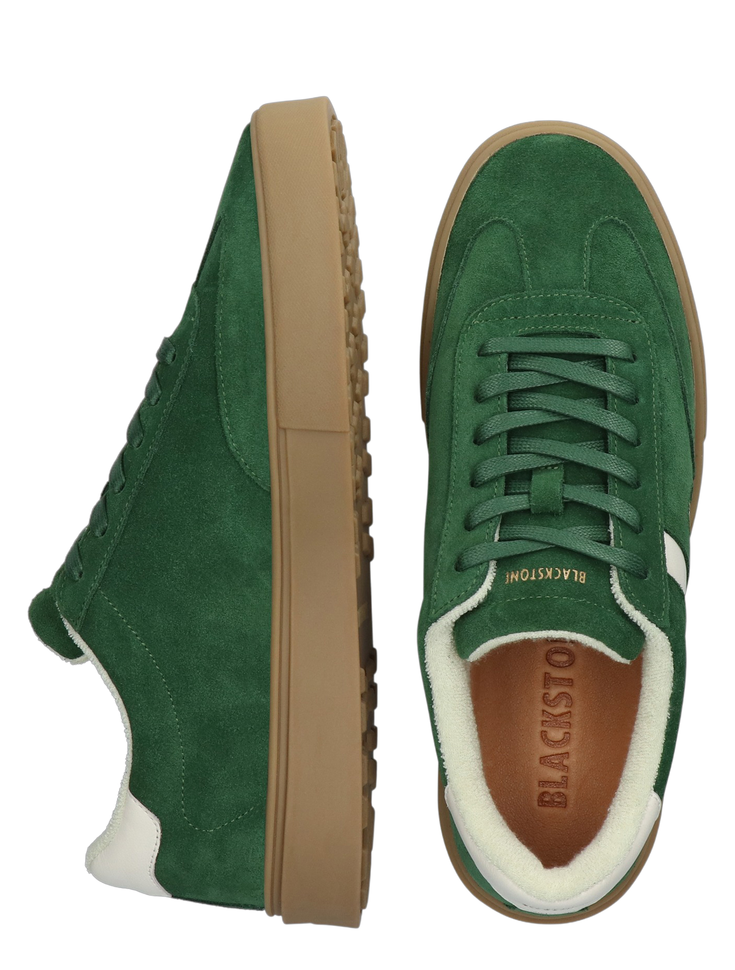 groene sneaker, suede, lijftype, tan zool, golvende zool