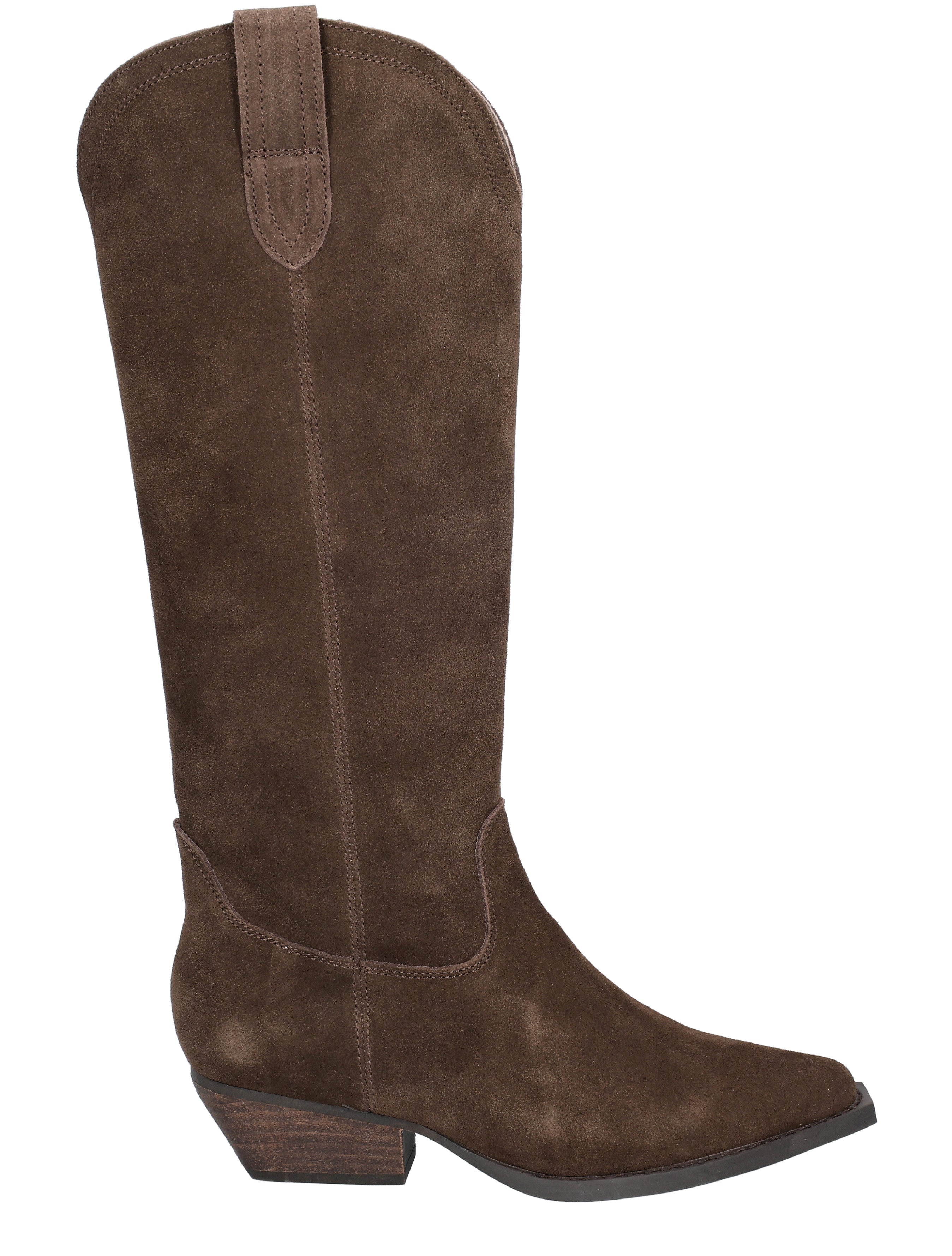 Miss Behave - 4A231-22R Dark Brown Suede - Dames - Boots - Lange Laarzen - Cowboylaarzen - 50866_22_1