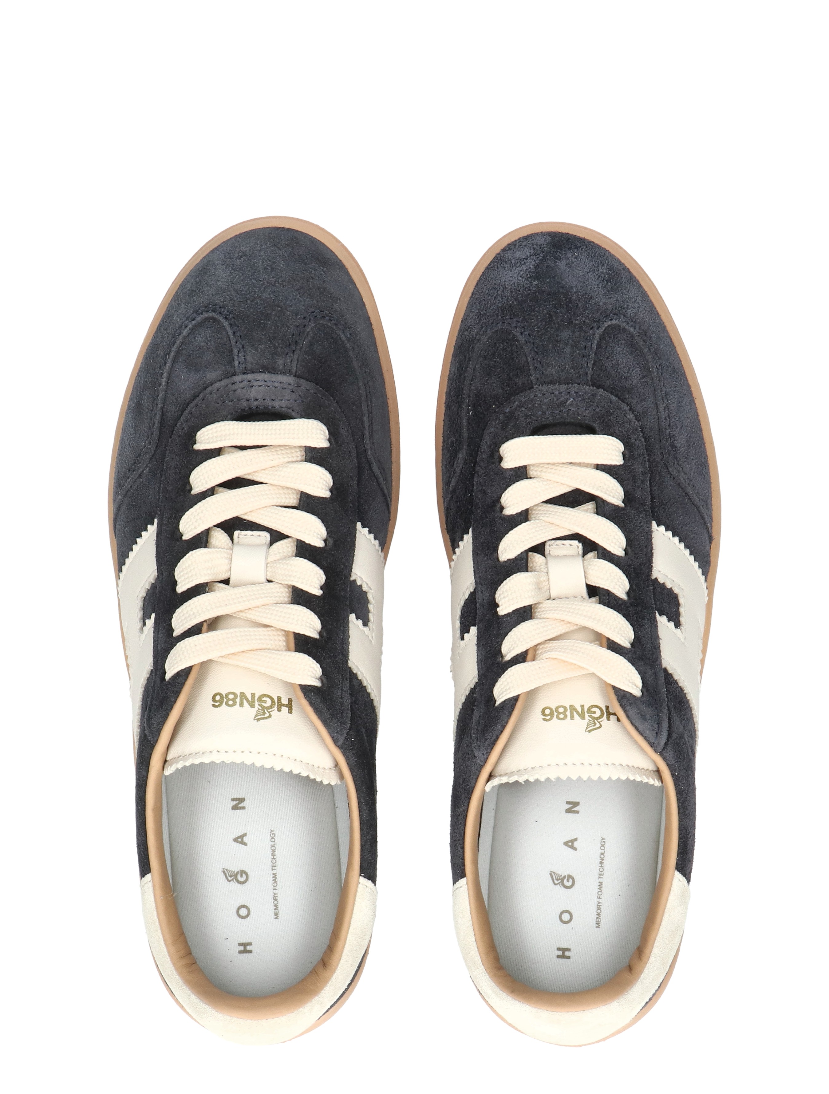 sneakers, donkerblauw, suede, witte accenten, canvas-lijnvoering