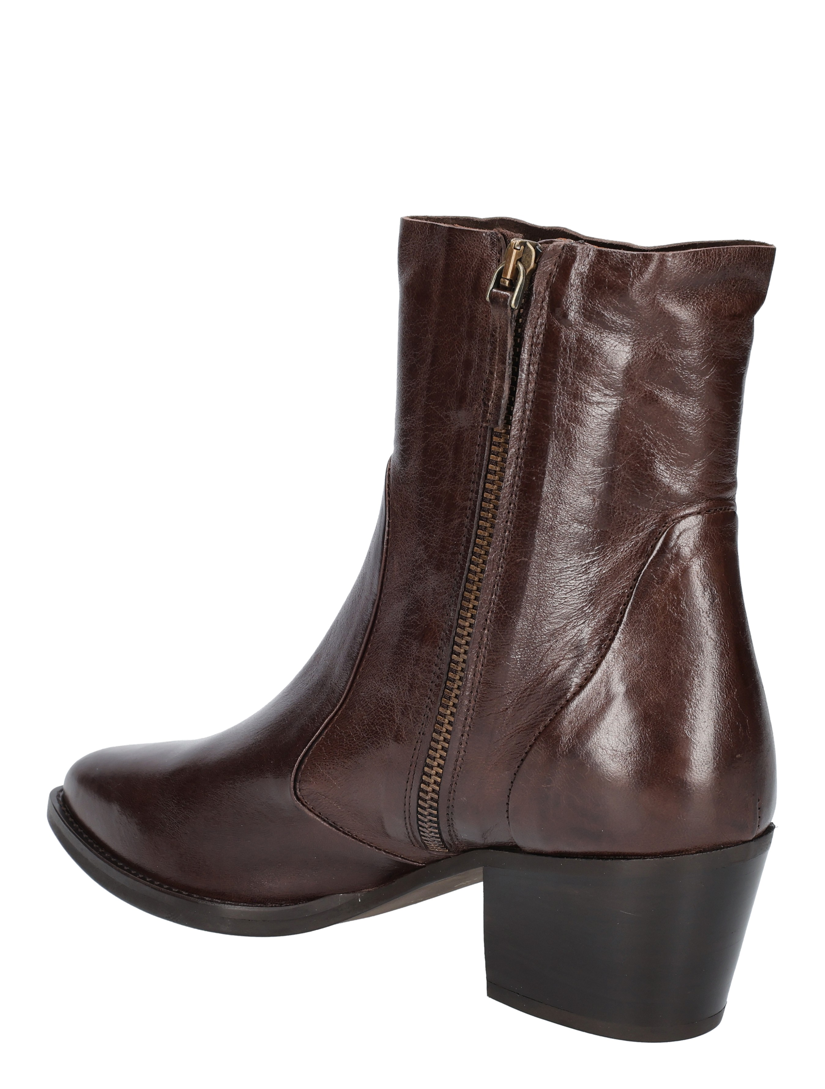 bota, ankleboot, leder, bruine kleur, rits