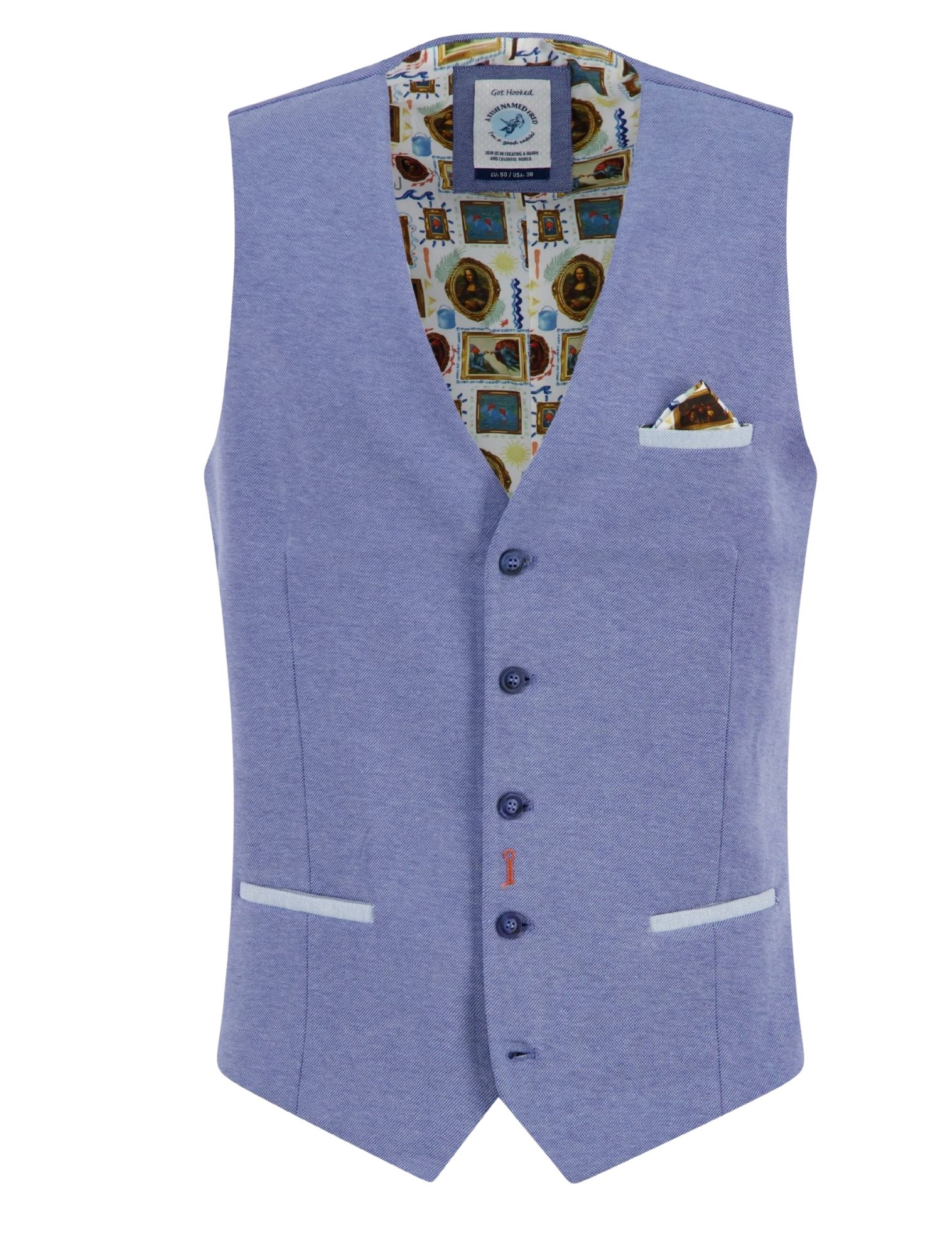 A Fish Named Fred - Waistcoat Pique 608 Jeans Blue - Heren - Jassen & Jacks - 51190_33_1