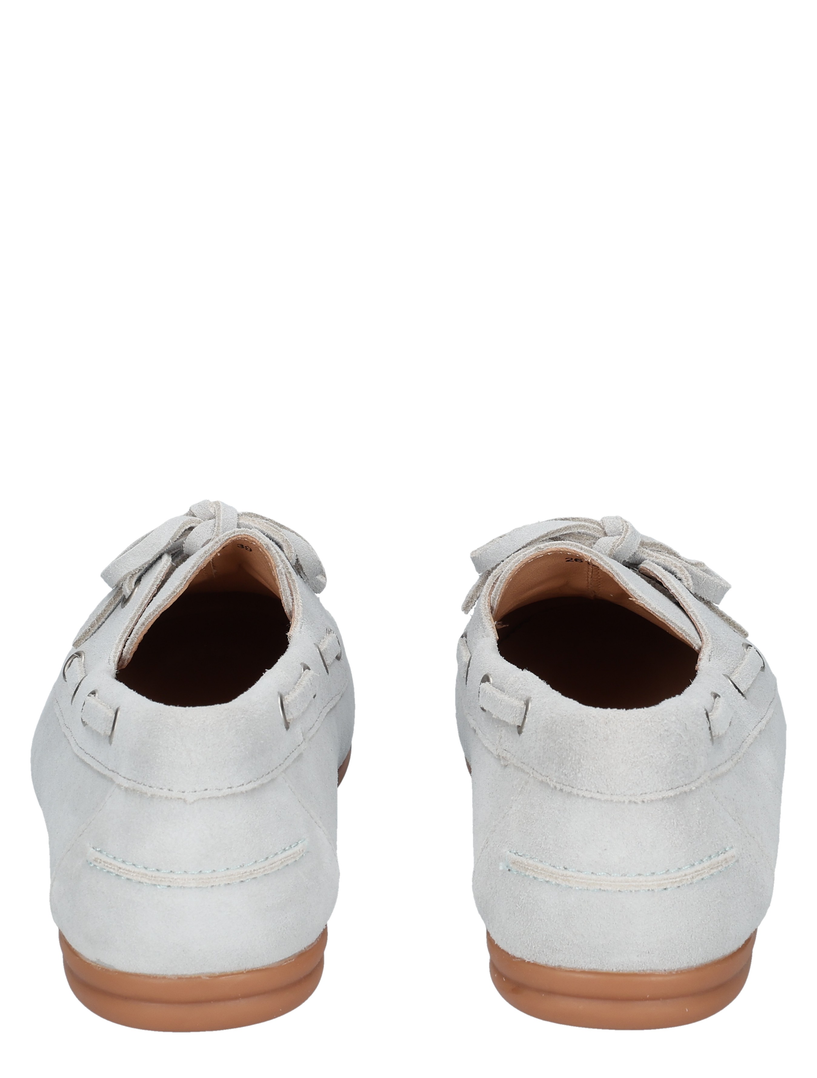 leer loafer, suede, lichtgrijs, lederen zool, riempjes detail