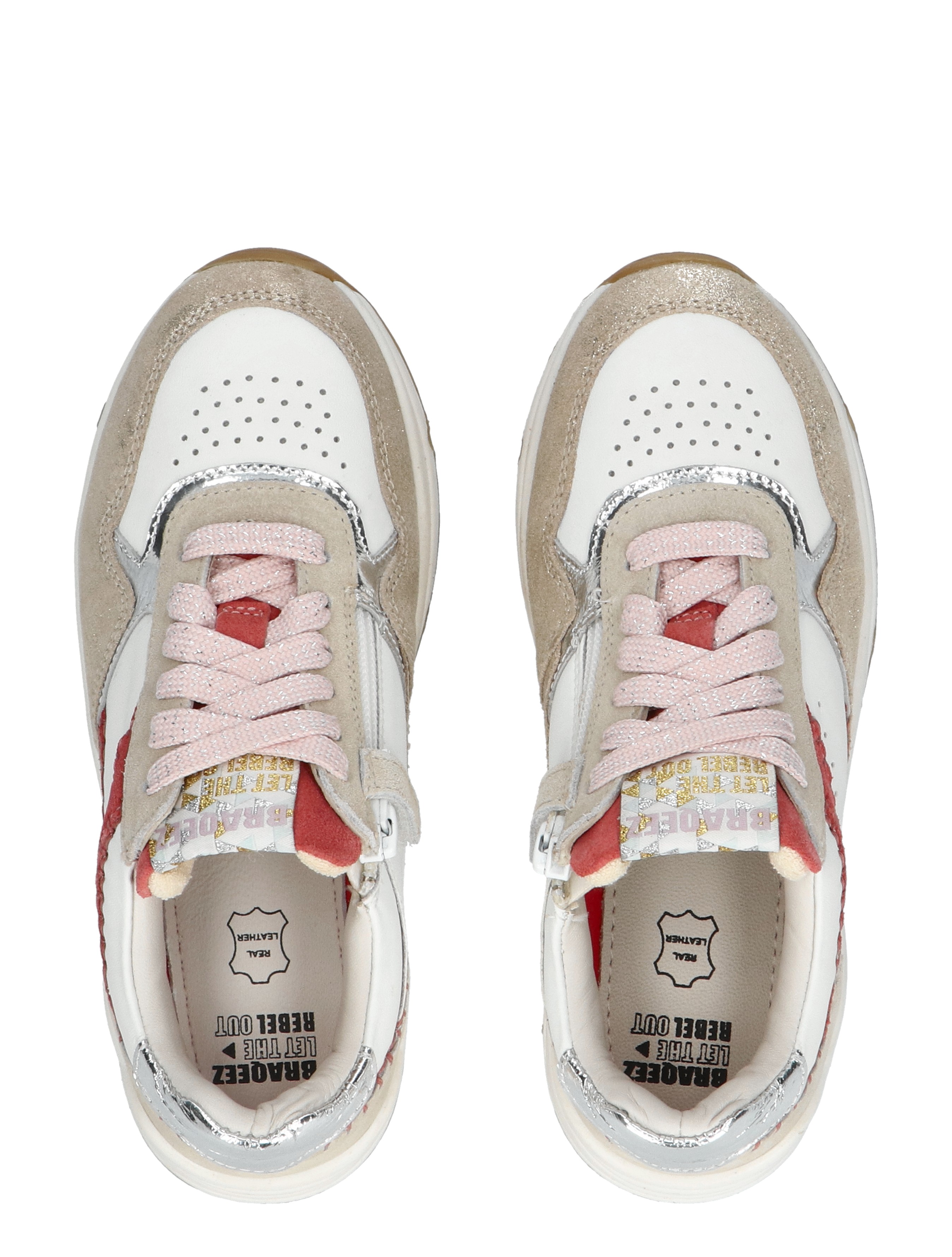 Braqeez - Feedhra Flow 994 Champagne - Meisjes - Lage Sneakers - Sneakers - 47137_78_7