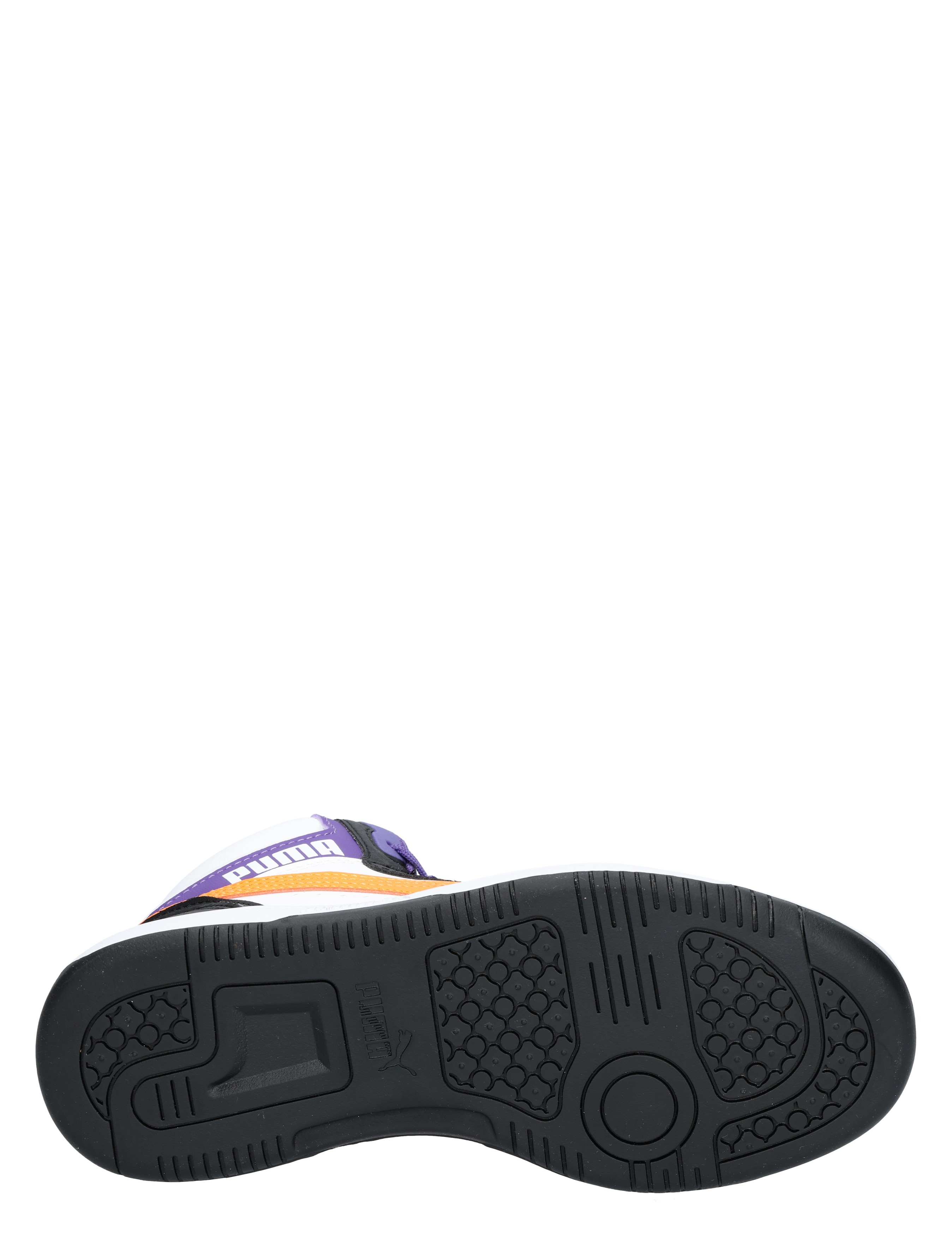 Puma - Rebound V6 Mid Jr 34 White Orange Black - Meisjes - Jongens - Sneakers - Lage Sneakers - Sneakers - Hoge Sneakers - 48078_84_8