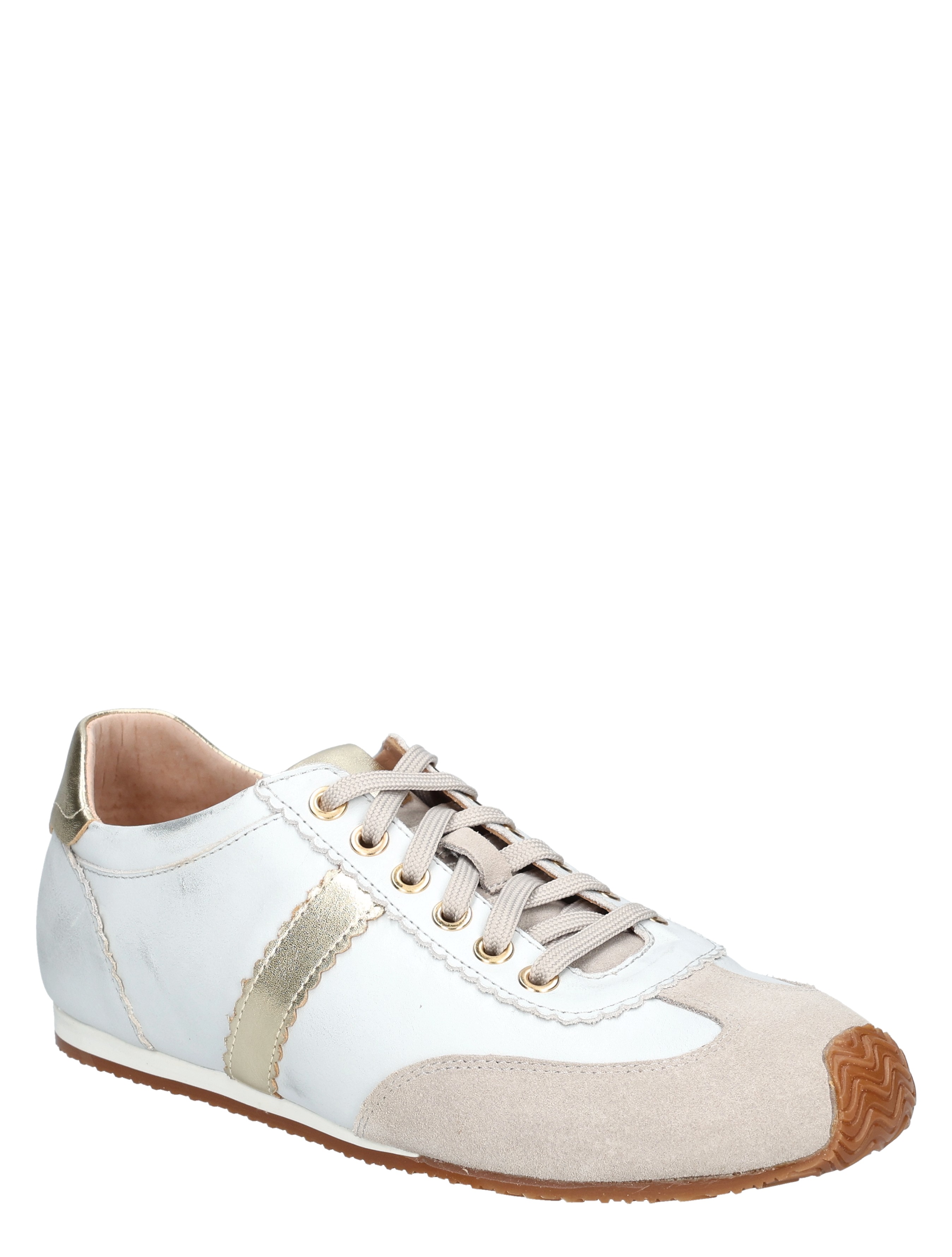 sneaker, witte schoen, glad bovenwerk, suède details, gouden accenten