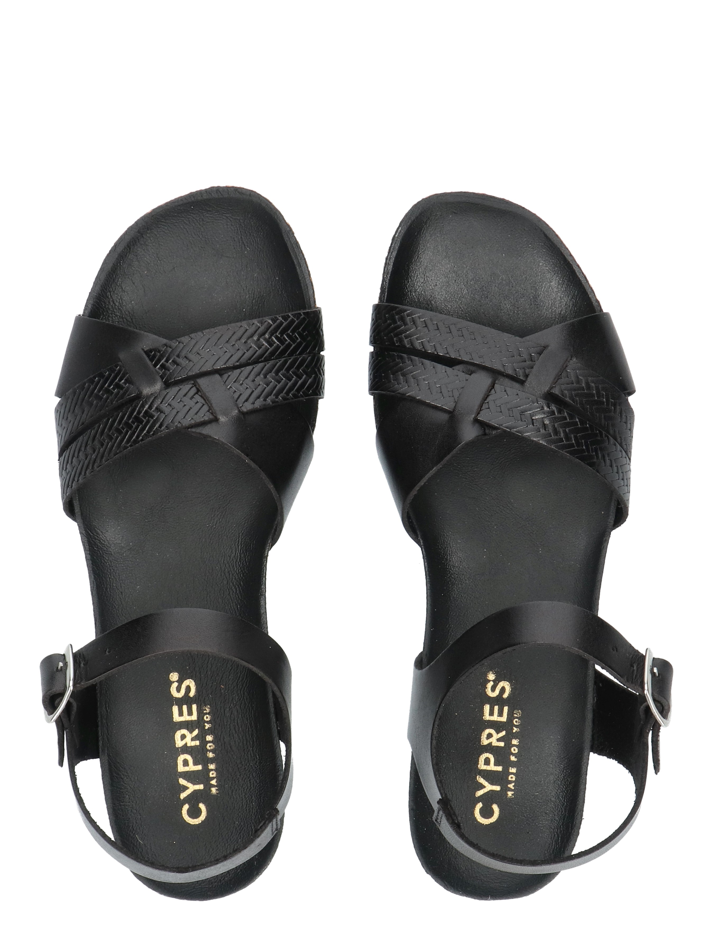 sandalen, zwarte sandaal, crisscross bandjes, riempjes enkelband, kunstleer