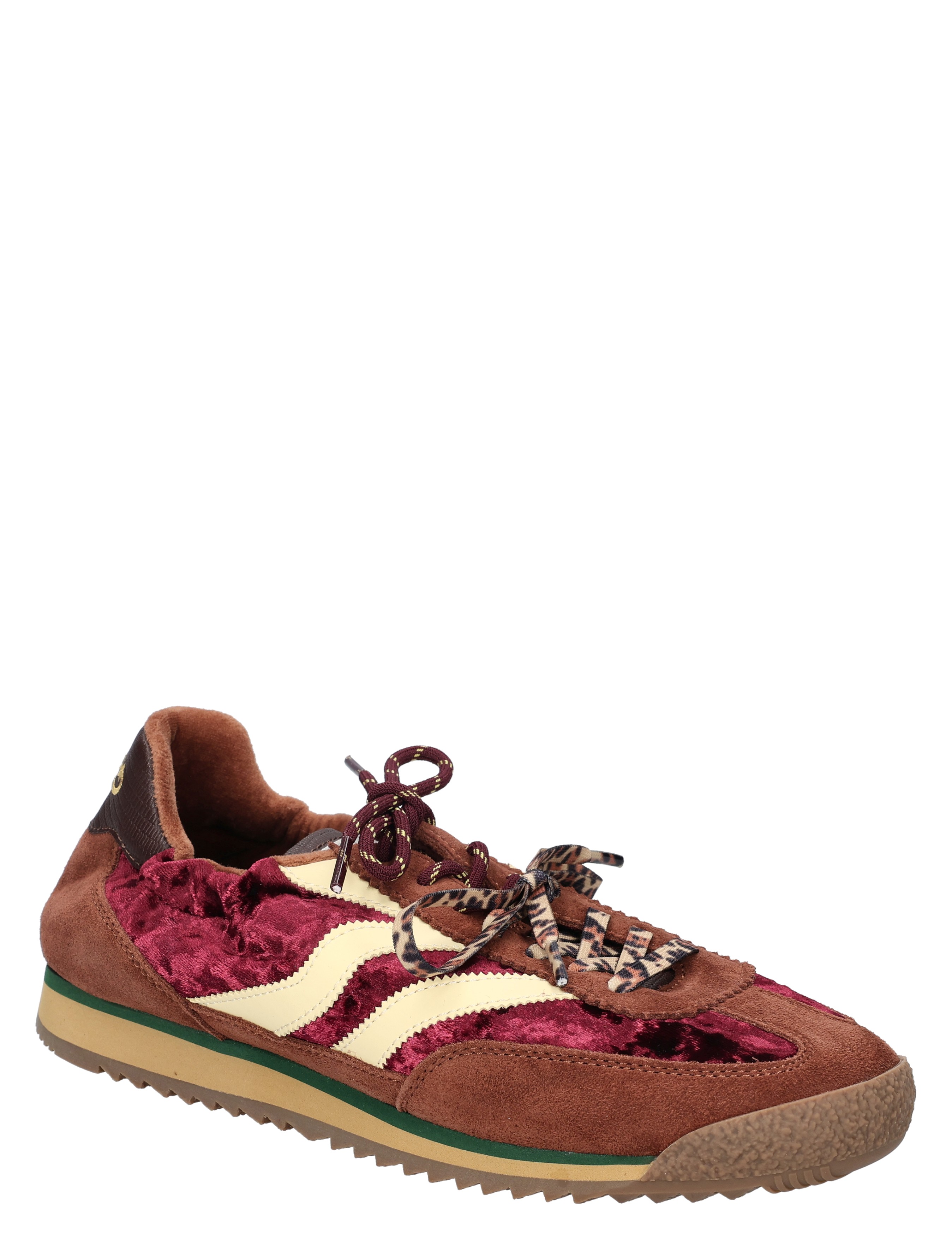 sneaker, velvet, bruine tint, veneer-achtige patroon, witte stripe