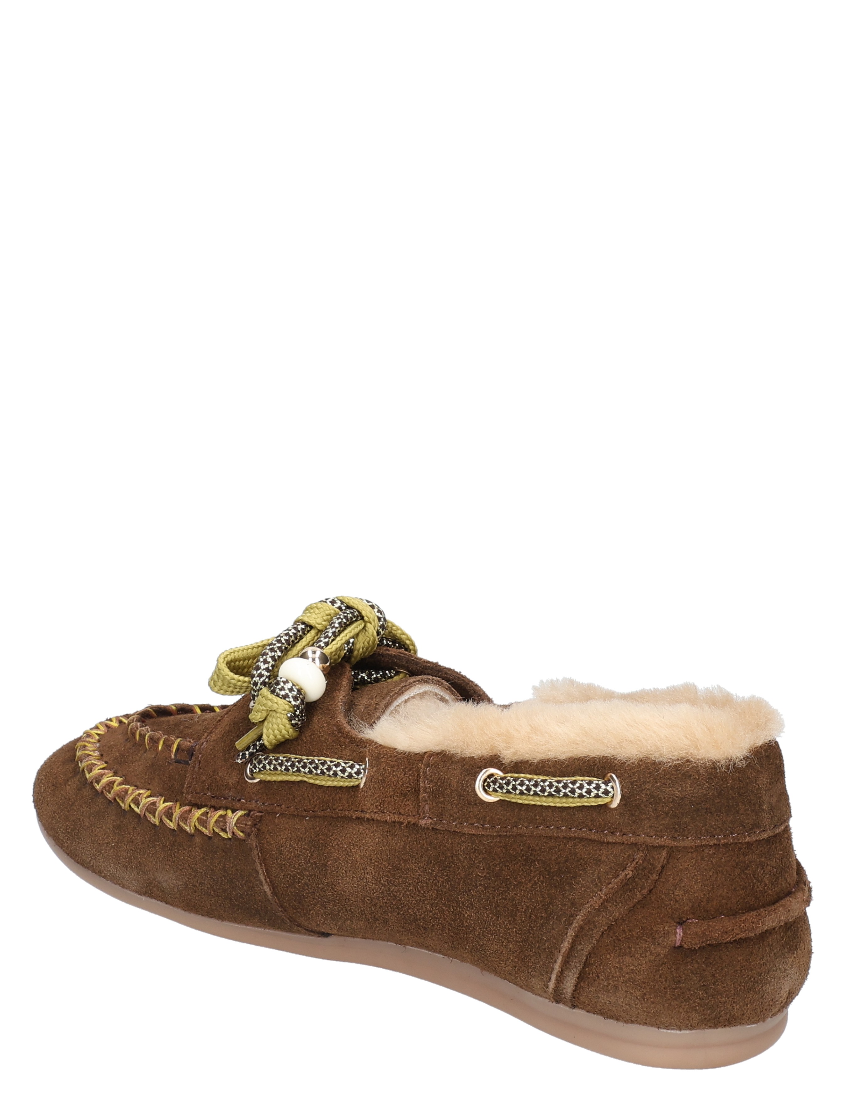 mocassin, lamsvacht, bruine schoen, luxe suède, fleece voering