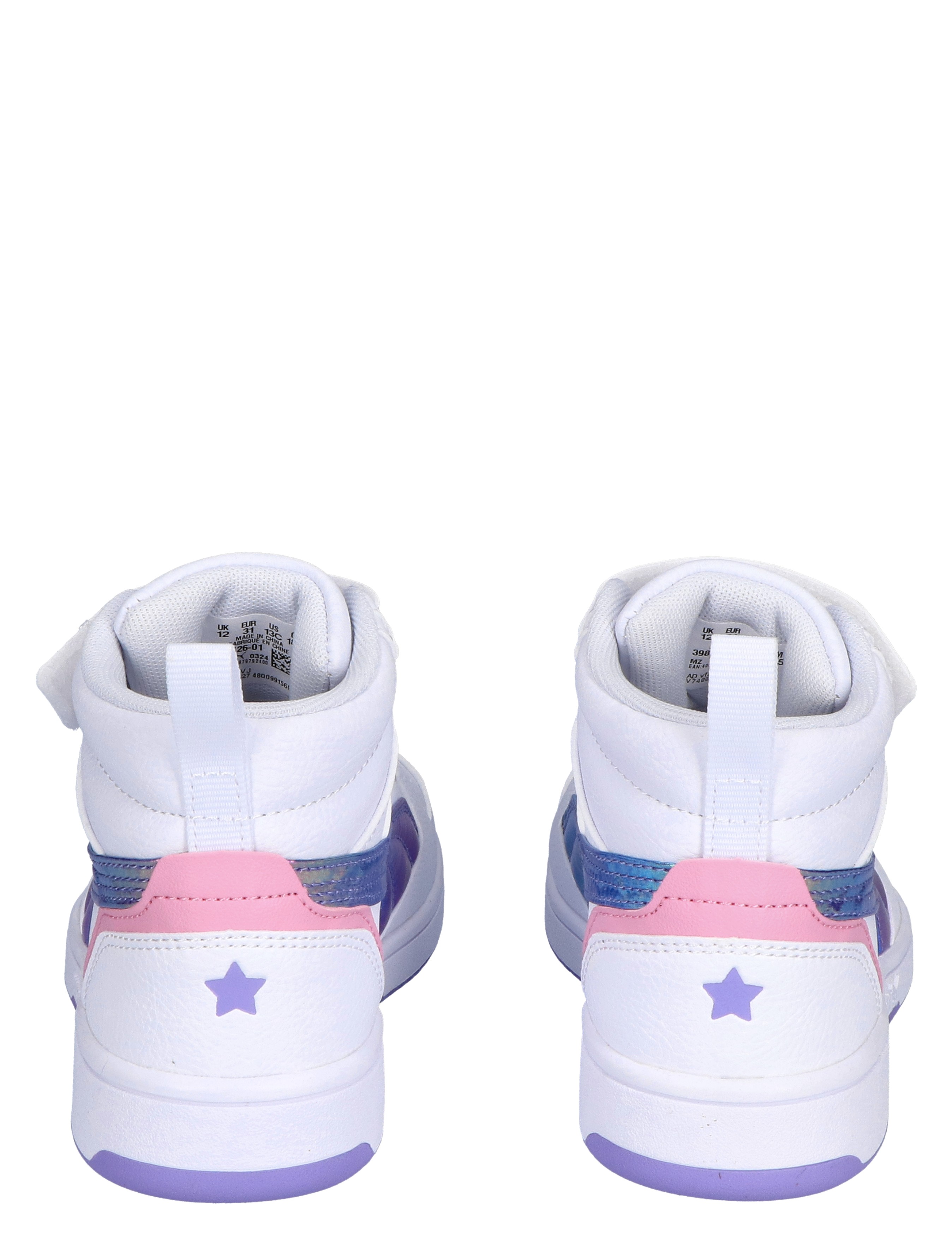 Puma - Rebound V6 Mid Bouncy Velcro White Lavender Mauve - Meisjes - Sneakers - Hoge Sneakers - 44971_84_6