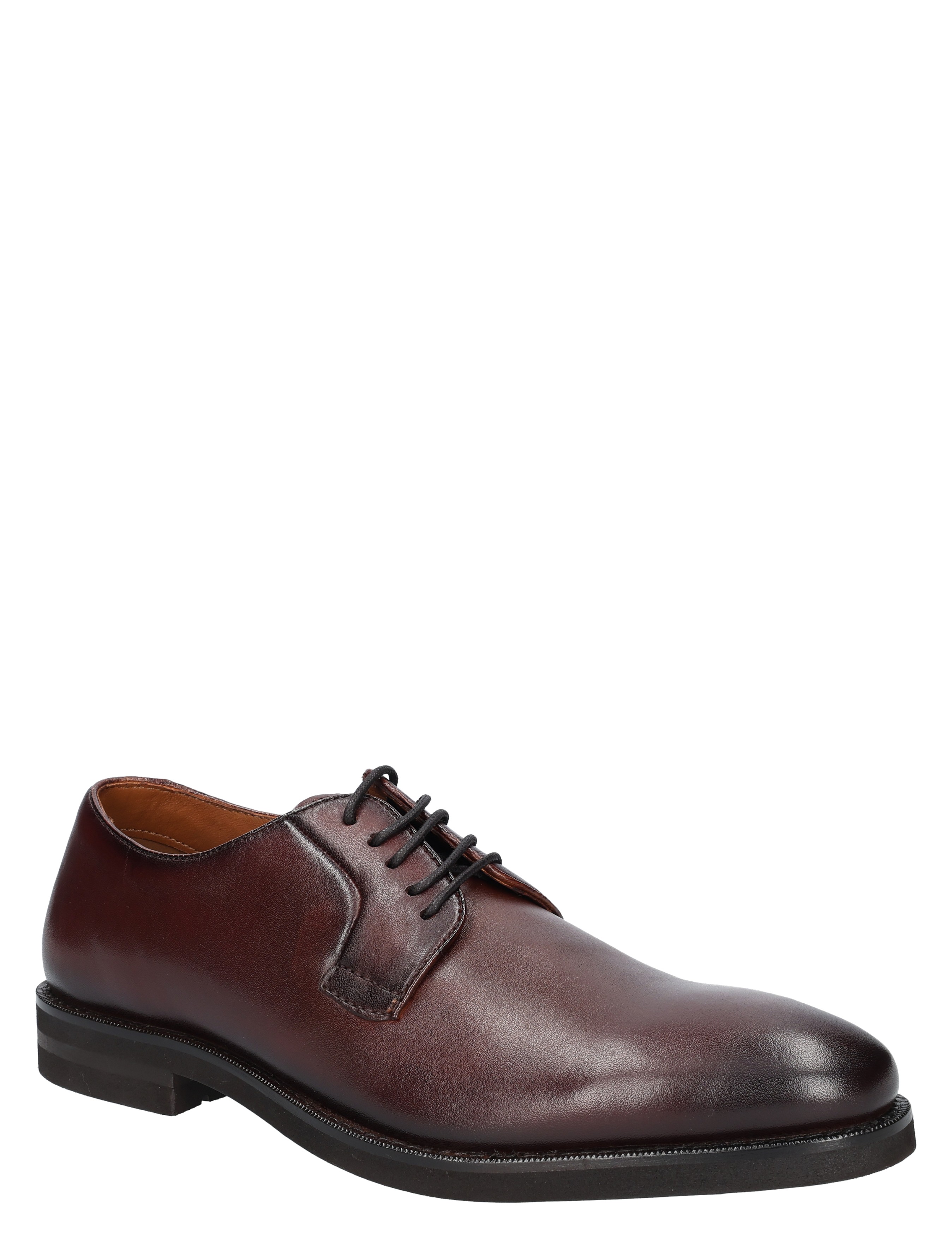 herenschoen, oxfords, platte leren, donkerbruin, veterschoen