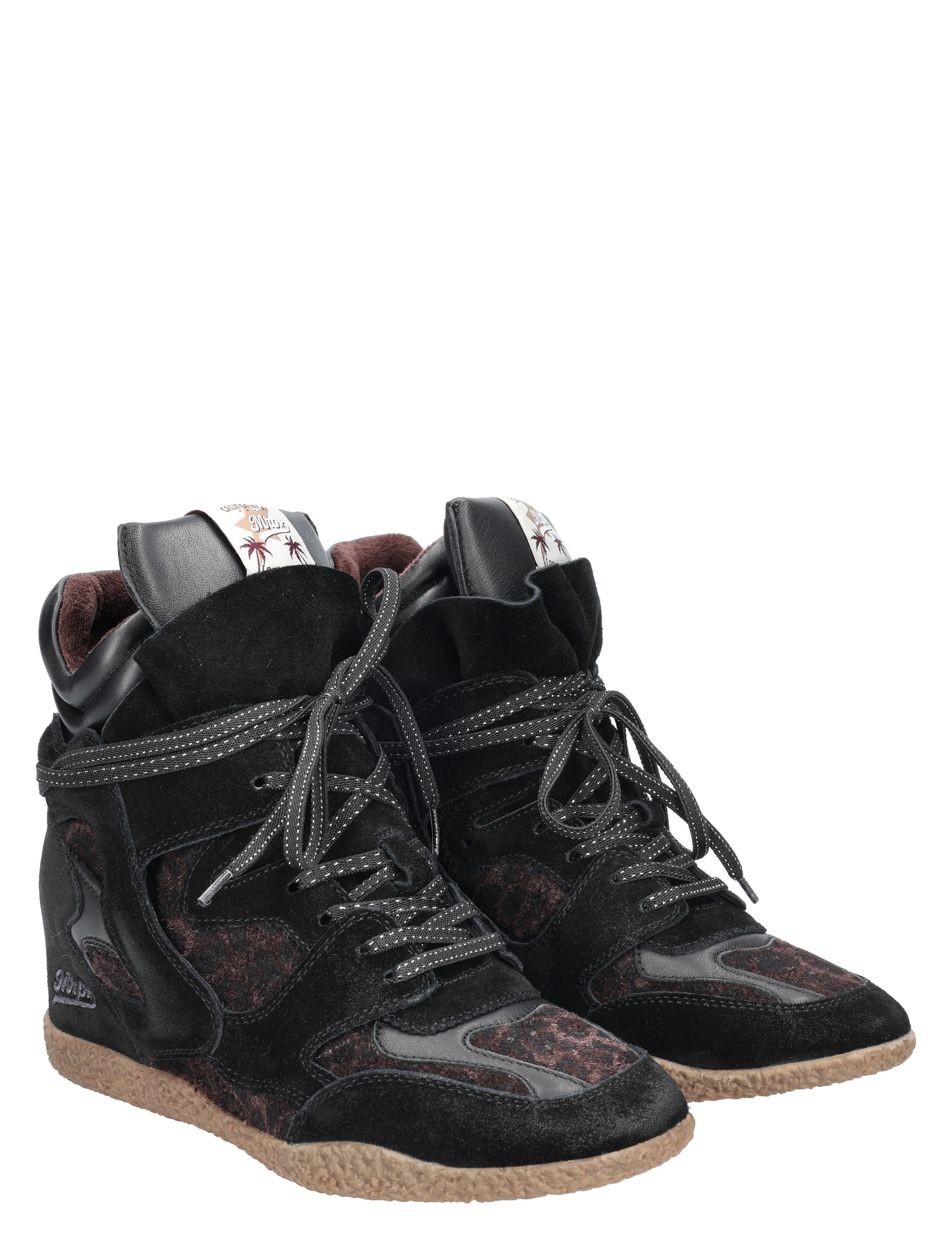 hoge sneakers, hoge sneaker, luchtdicht buitenlaag, suede en leer, bruine zool