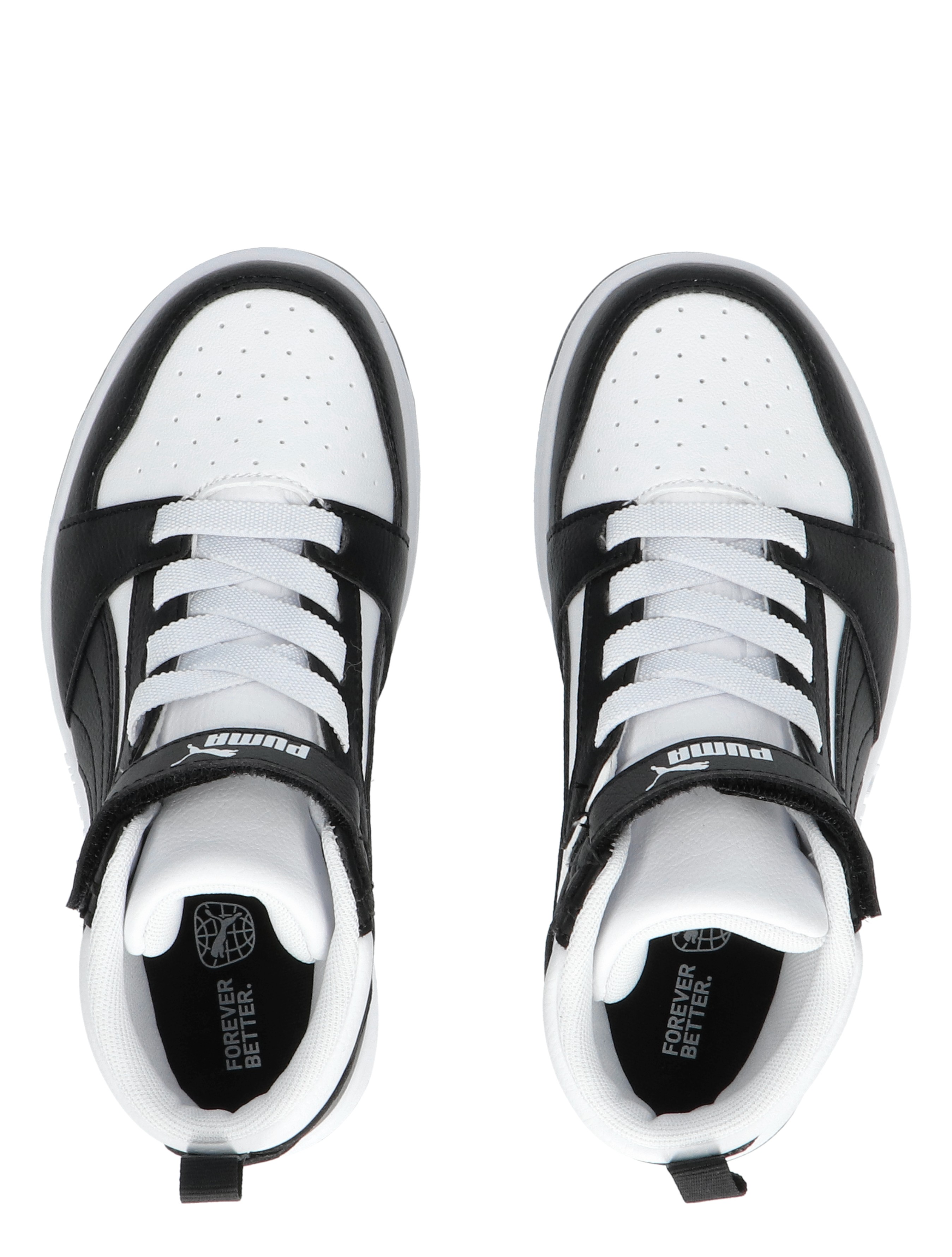 Puma - Rebound V6 Mid Basket Velcro White Black Grey - Meisjes - Jongens - Sneakers - Sneakers - Hoge Sneakers - Hoge Sneakers - 44970_81_7