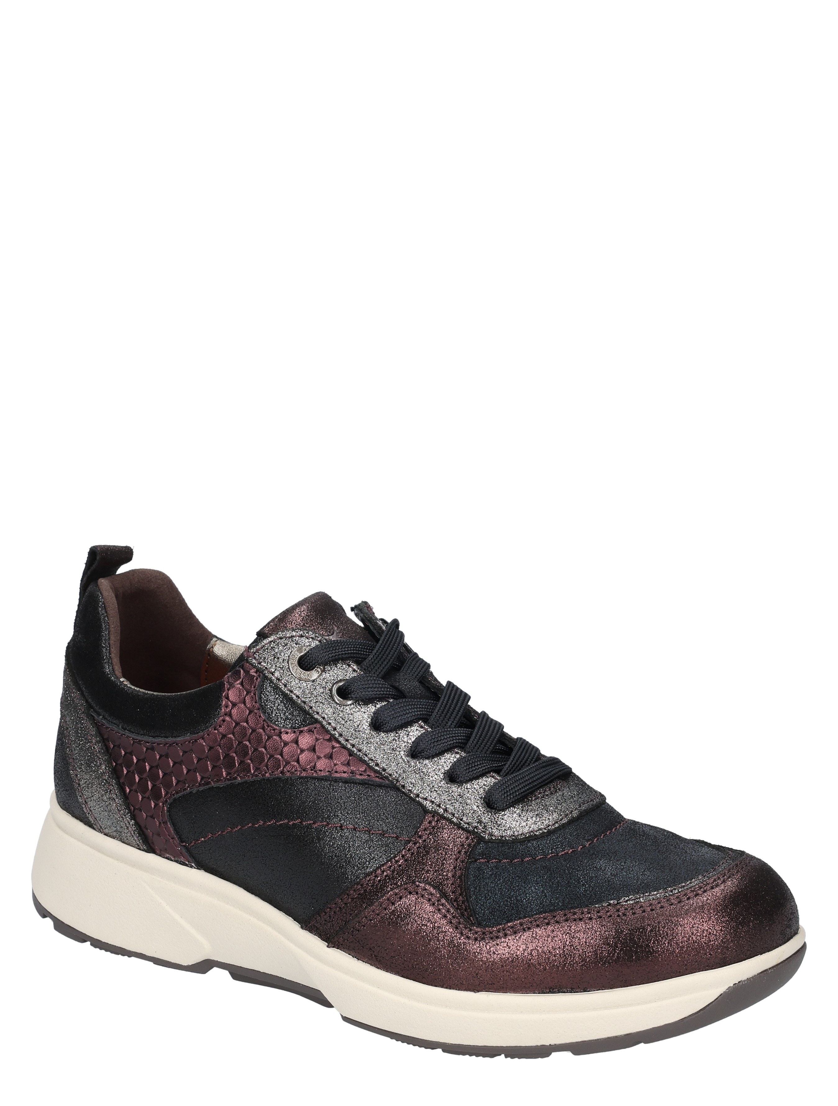 sneaker, luxe afwerking, metallisch, zwarte accenten, sportieve schoen
