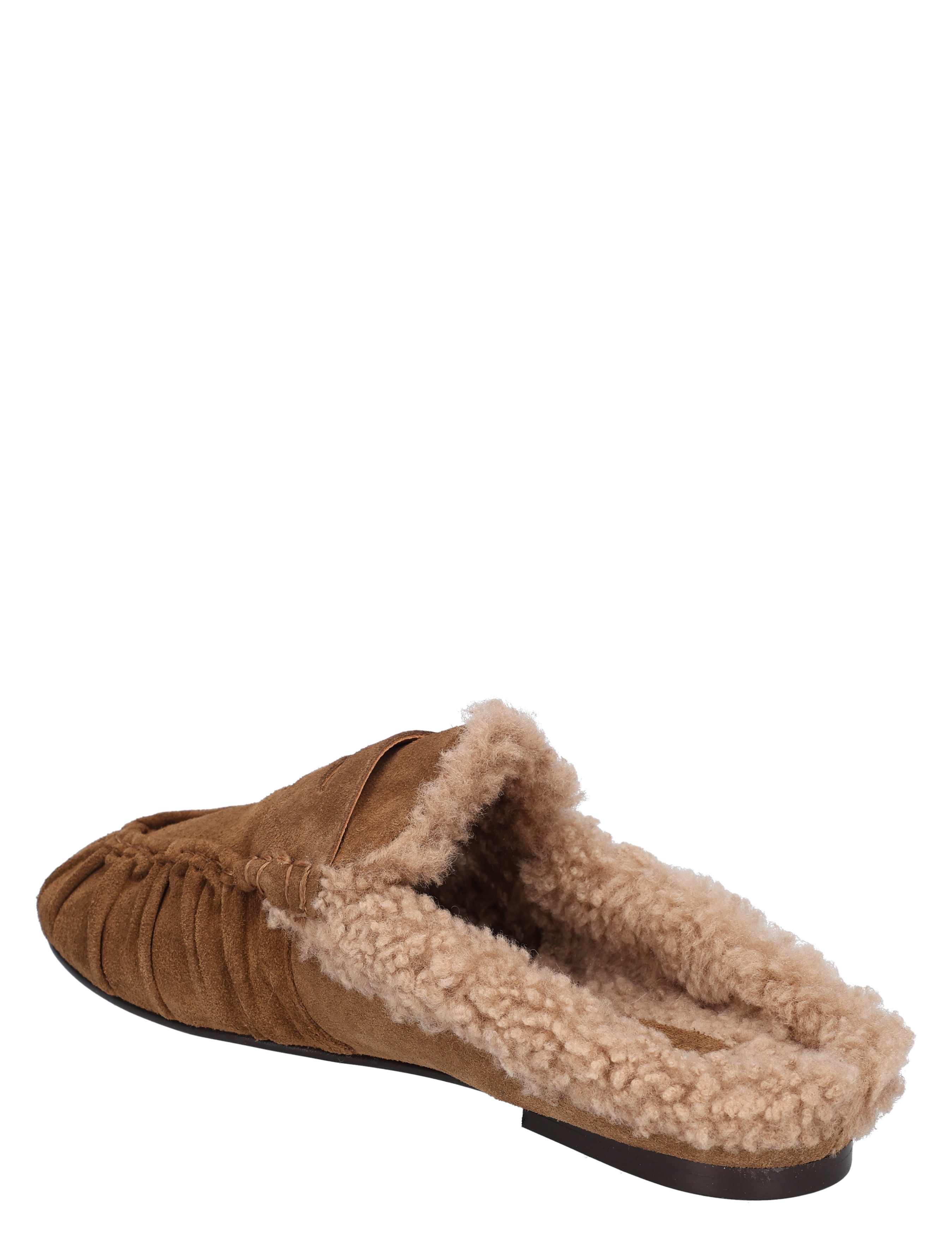 slipper, mocassin, suède, faux fur, pluche