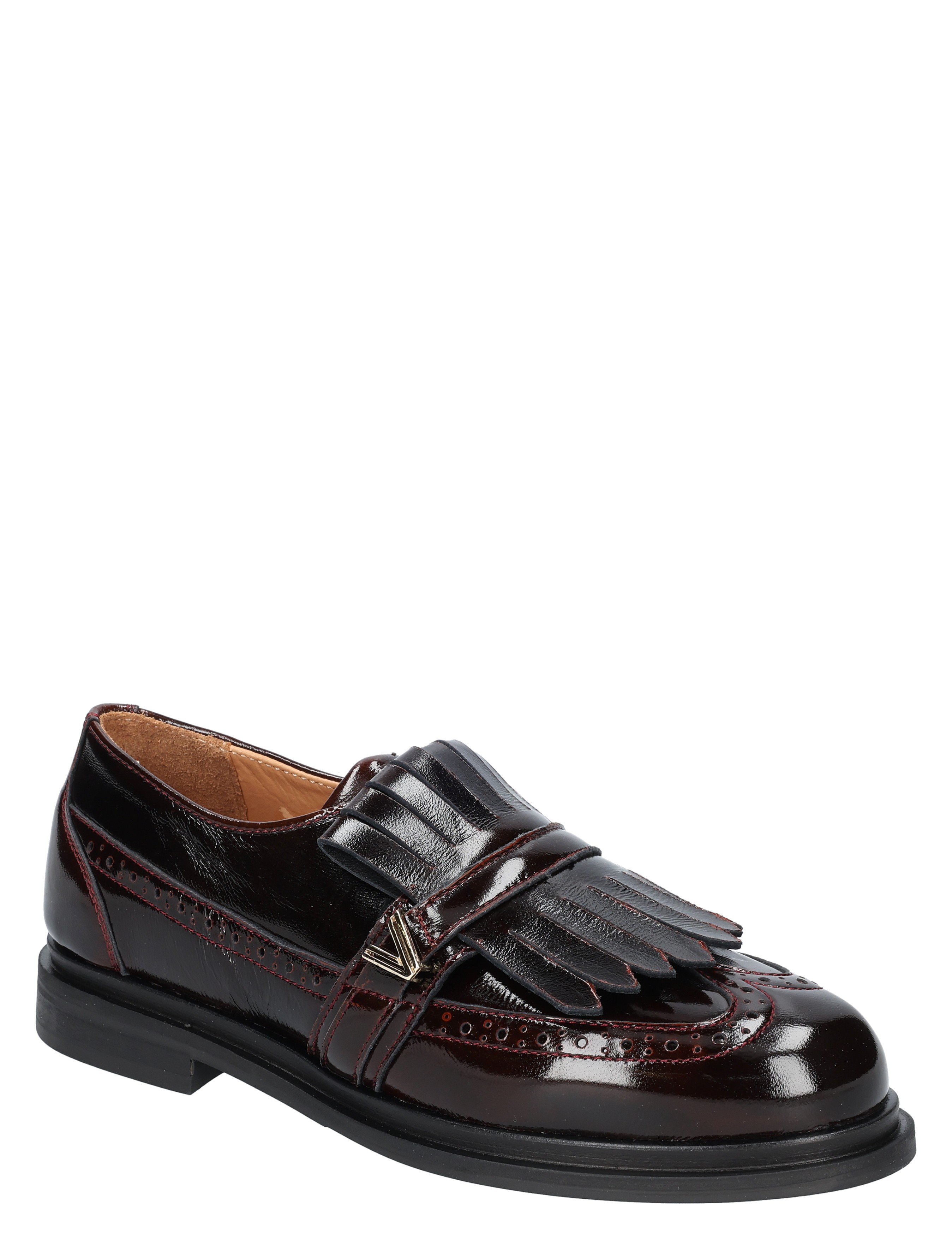 lakkende loafer, brogueDetail, fringe loafer, donkere kleur, slip-on leren