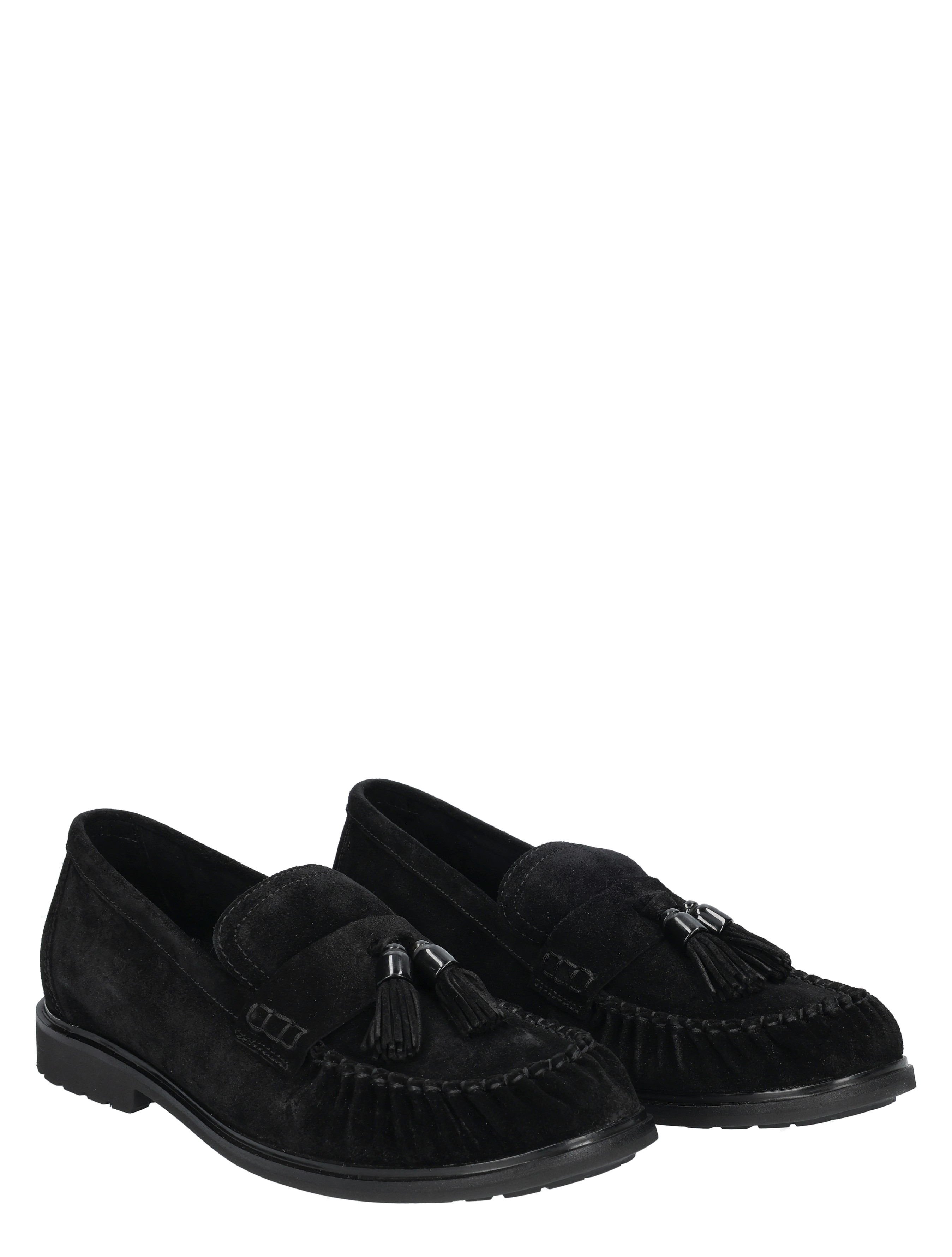 slipper, zwart, suède, tassel, casual schoeisel