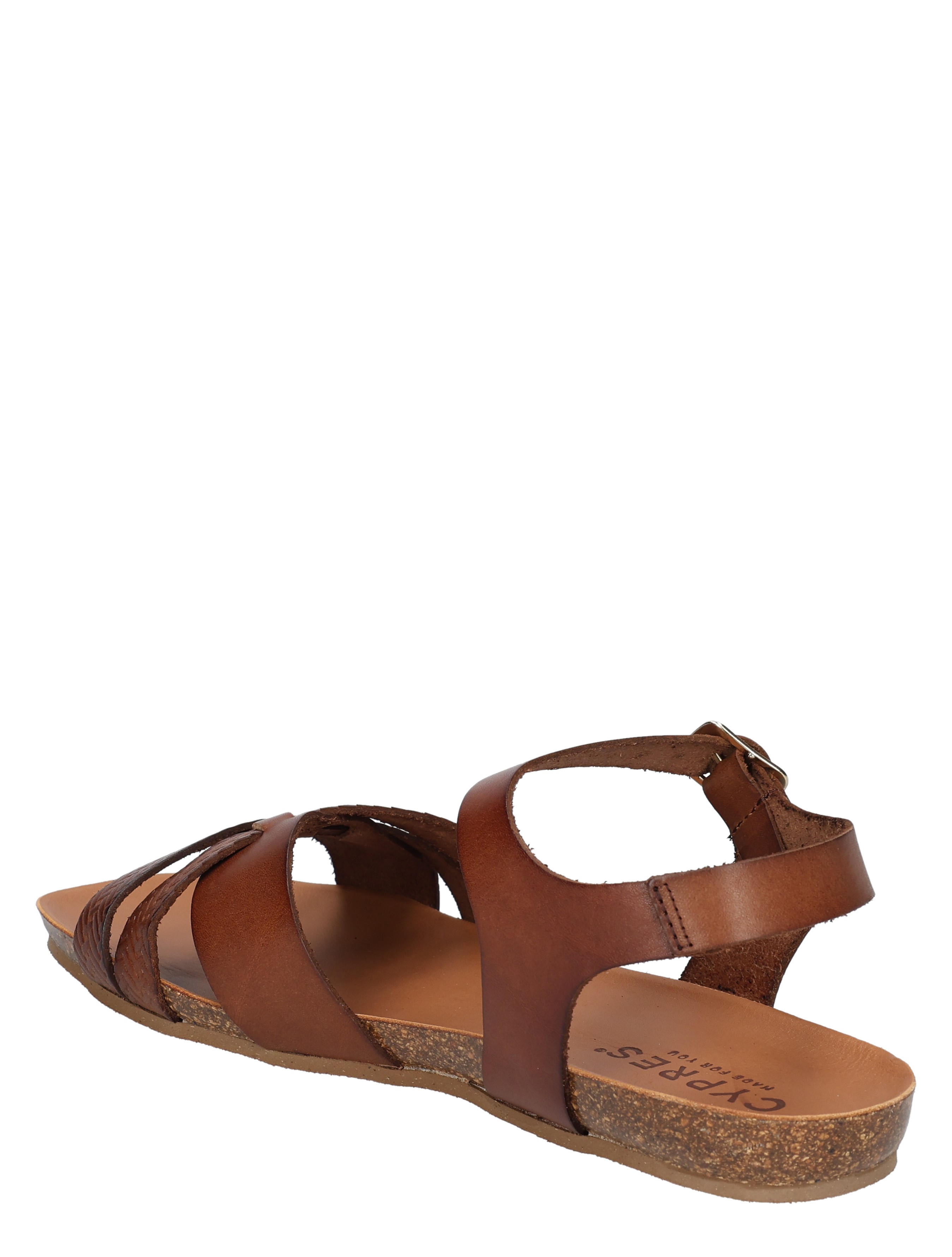 sandalen, bruine leren, sandalen met bandjes, zool met kurk, open hak