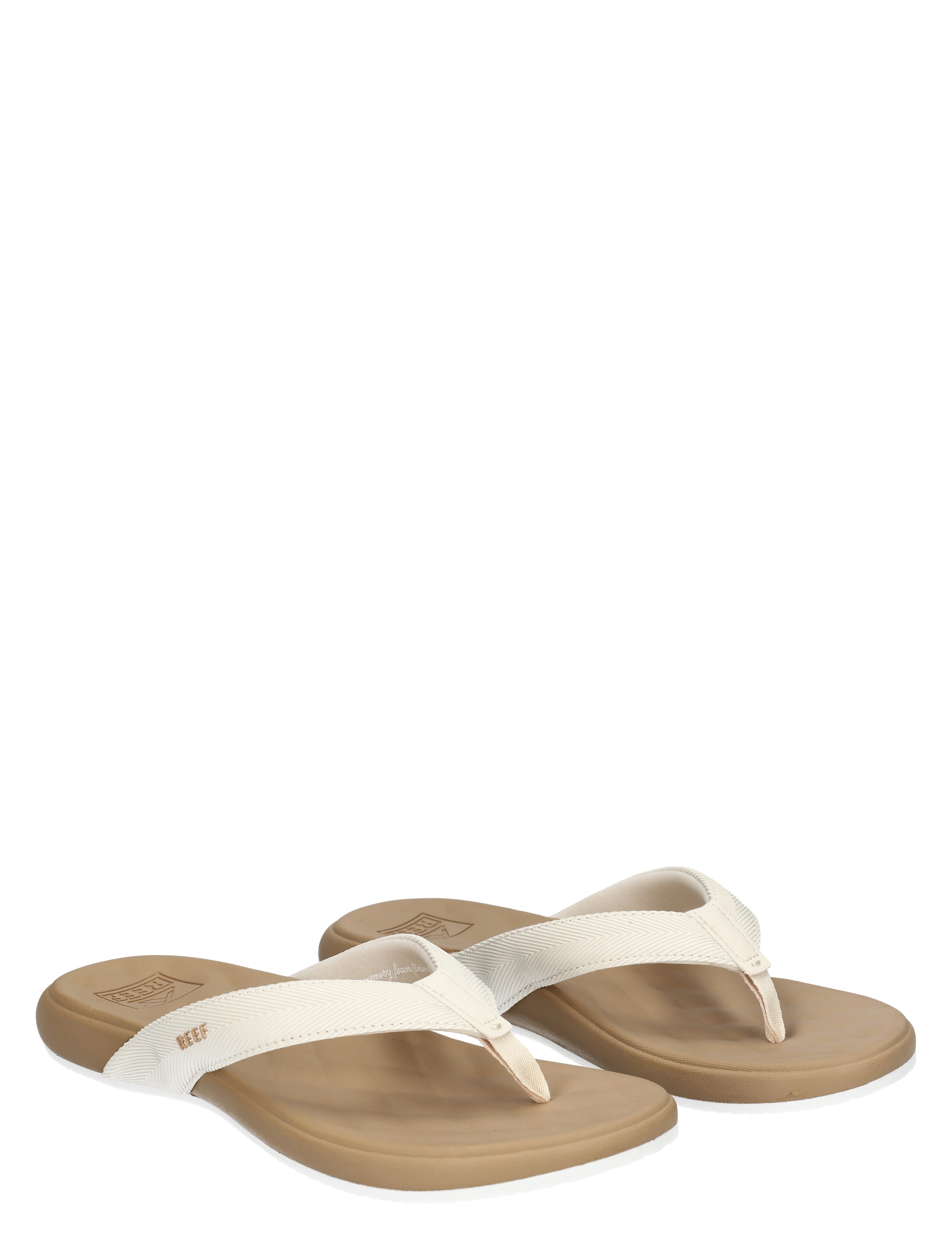 slippers, sandalen, flip-flops, witte straps, oranje zijkant?