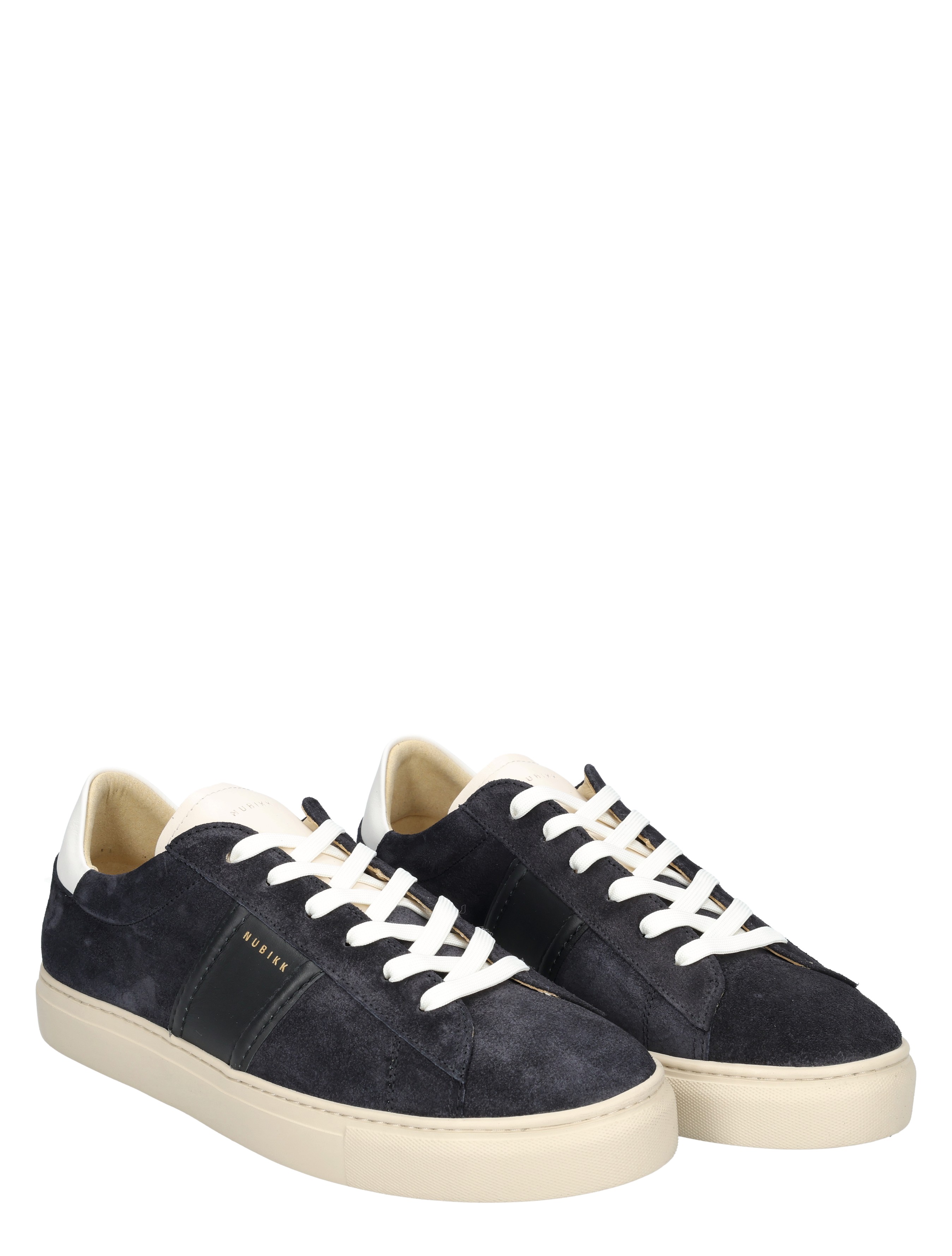 sneakers, donkerblauw, suede, witte veter, casual schoenen