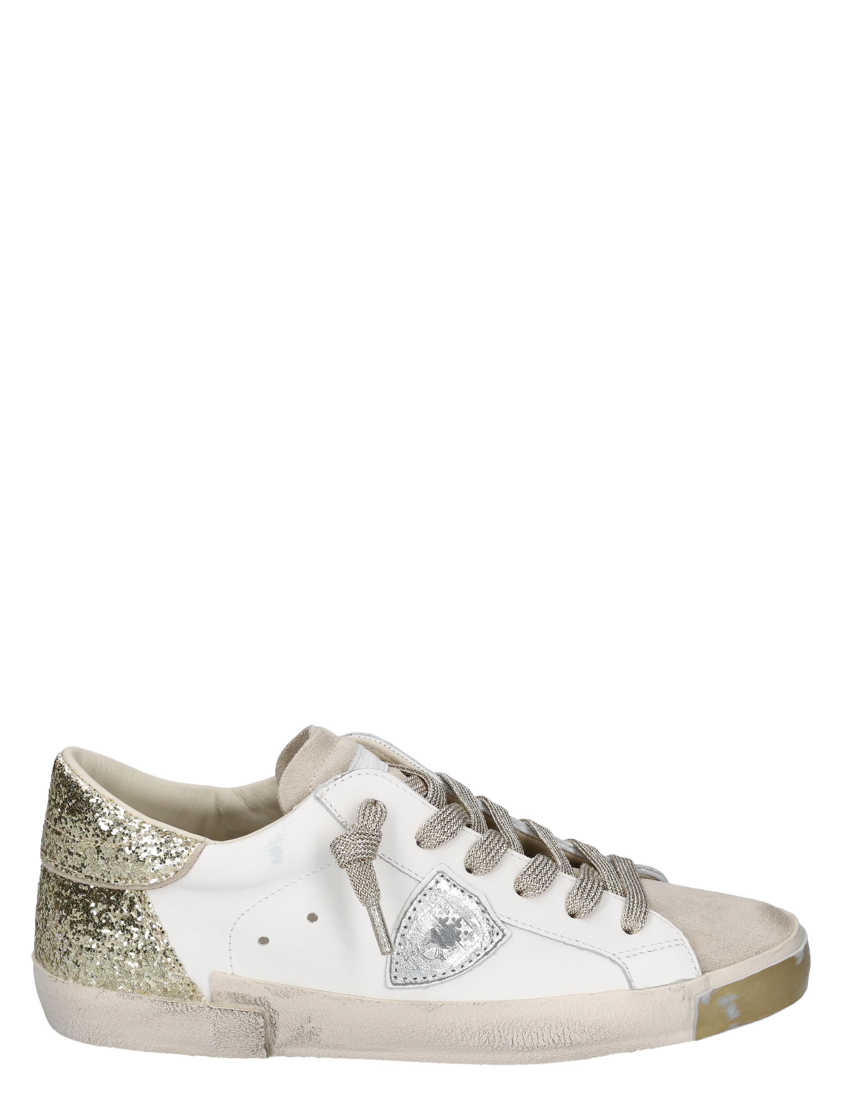 Philippe Model - PRLD PRSX Low Woman VGX2 Veau Glitter Mixage Blanc - Dames - Sneakers - Lage Sneakers - 49966_87_1