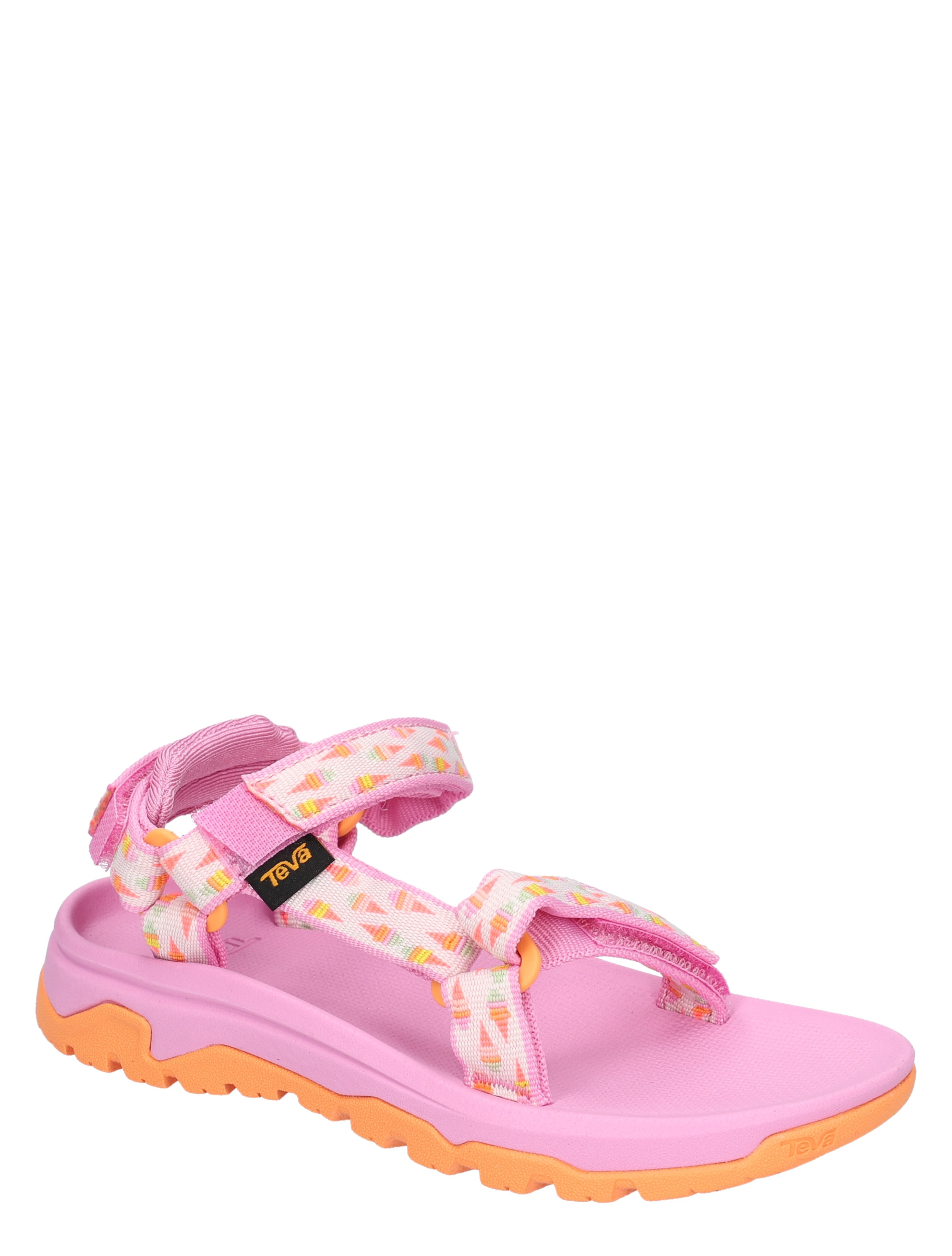 sandalen, sandalen met klittenband, pink, orange zool, sportieve sandaal