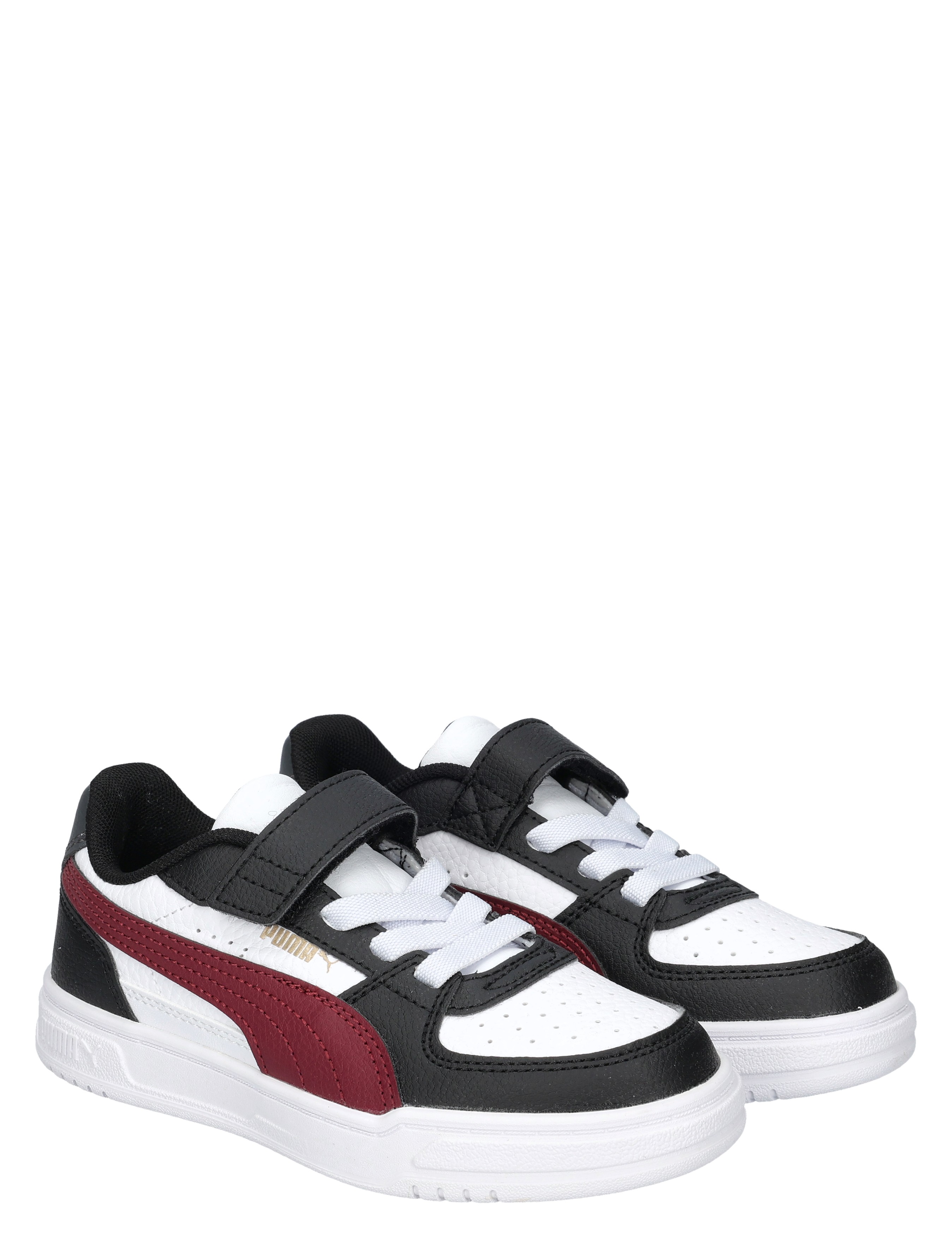 sneakers, zwart wit, klepstrap, veters, rood accent