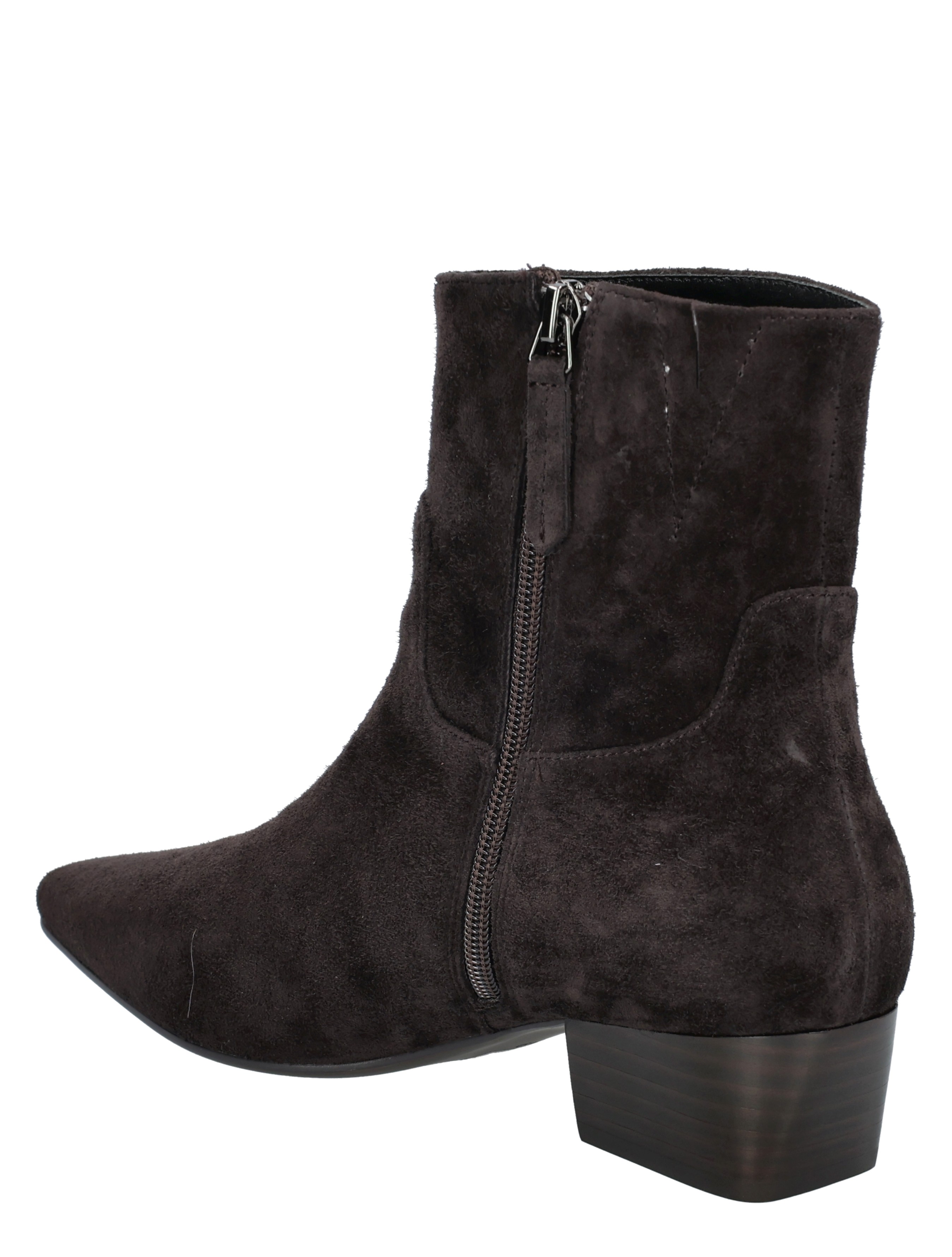 laars, ankle boot, suede, zijklep Zipper, donkerbruin