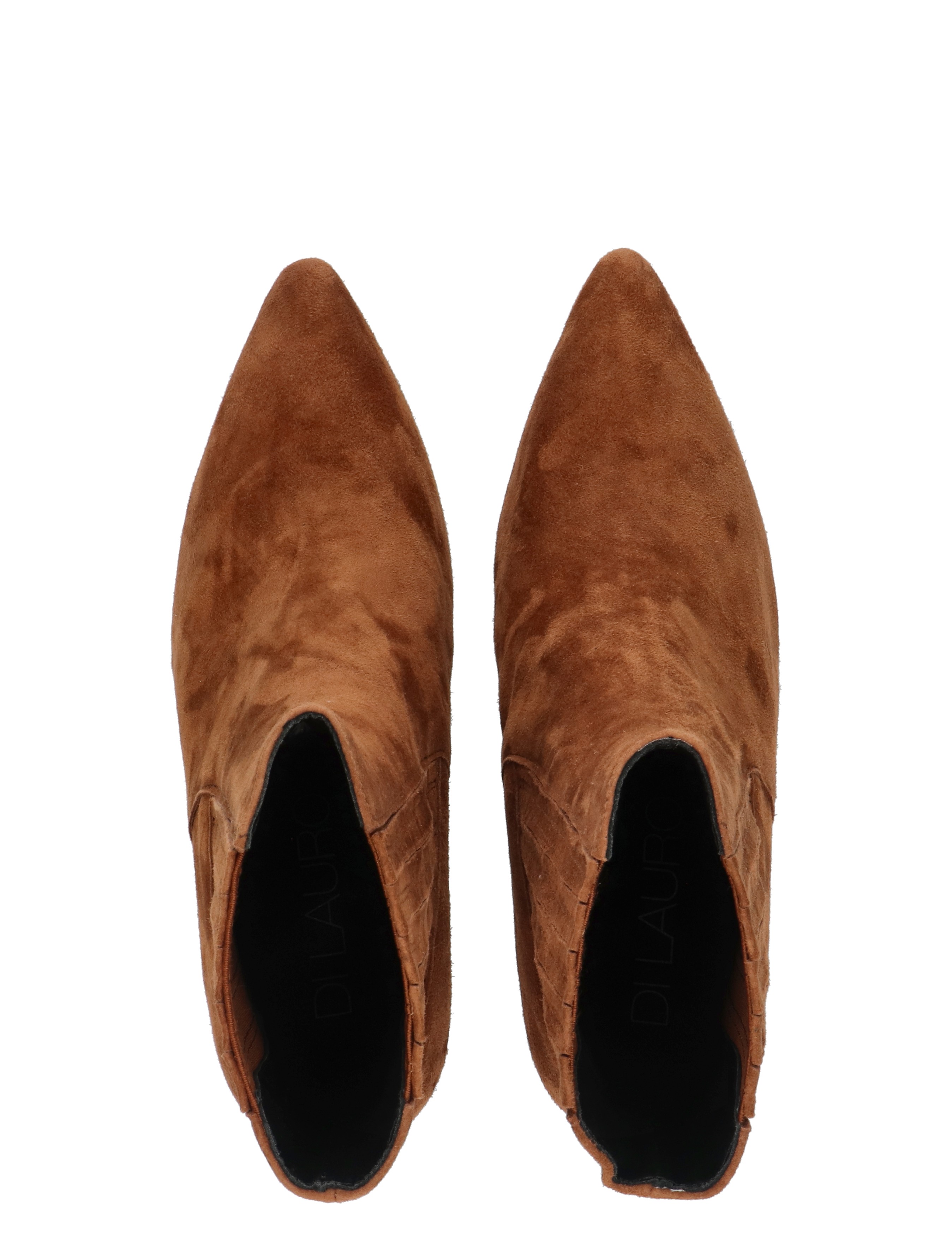 laarzen, suede, bruin, puntig, zijkant