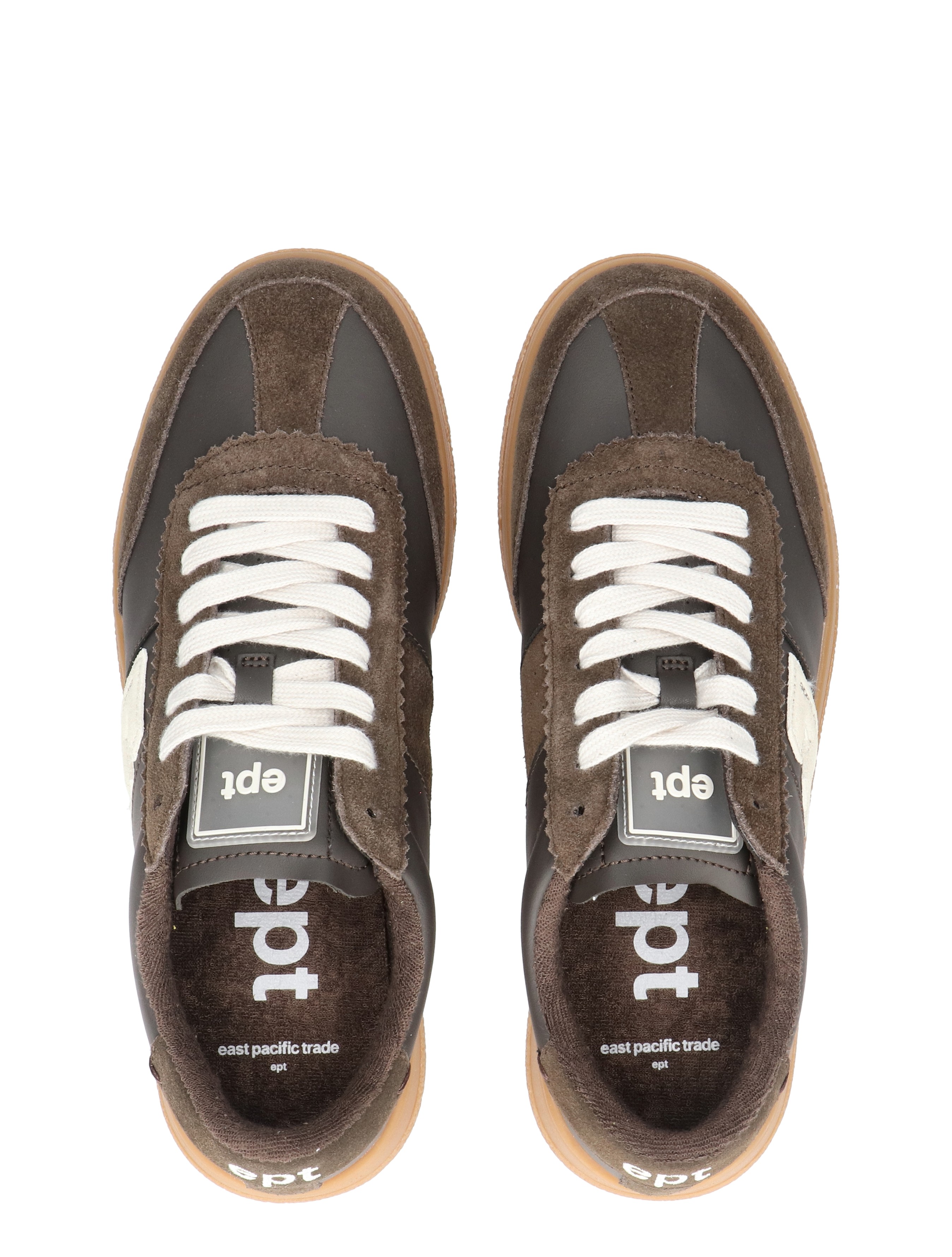 sneakers, bruin, veter, leer, casual