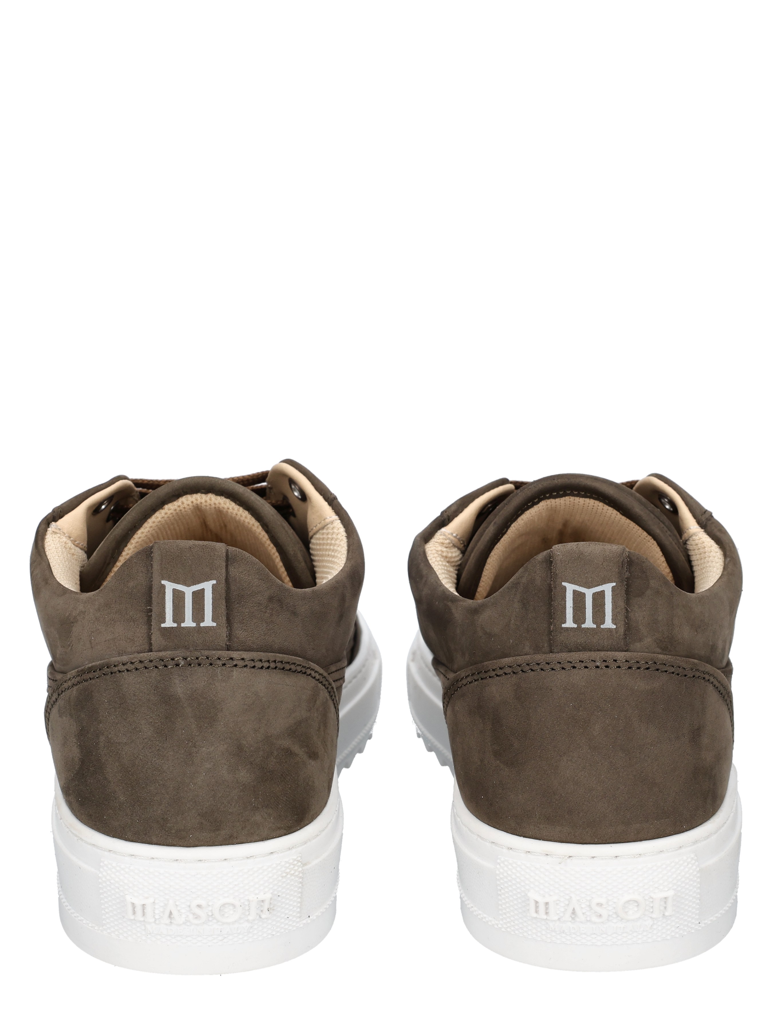 sneakers, bruin, suede, lage schoen, witte zool