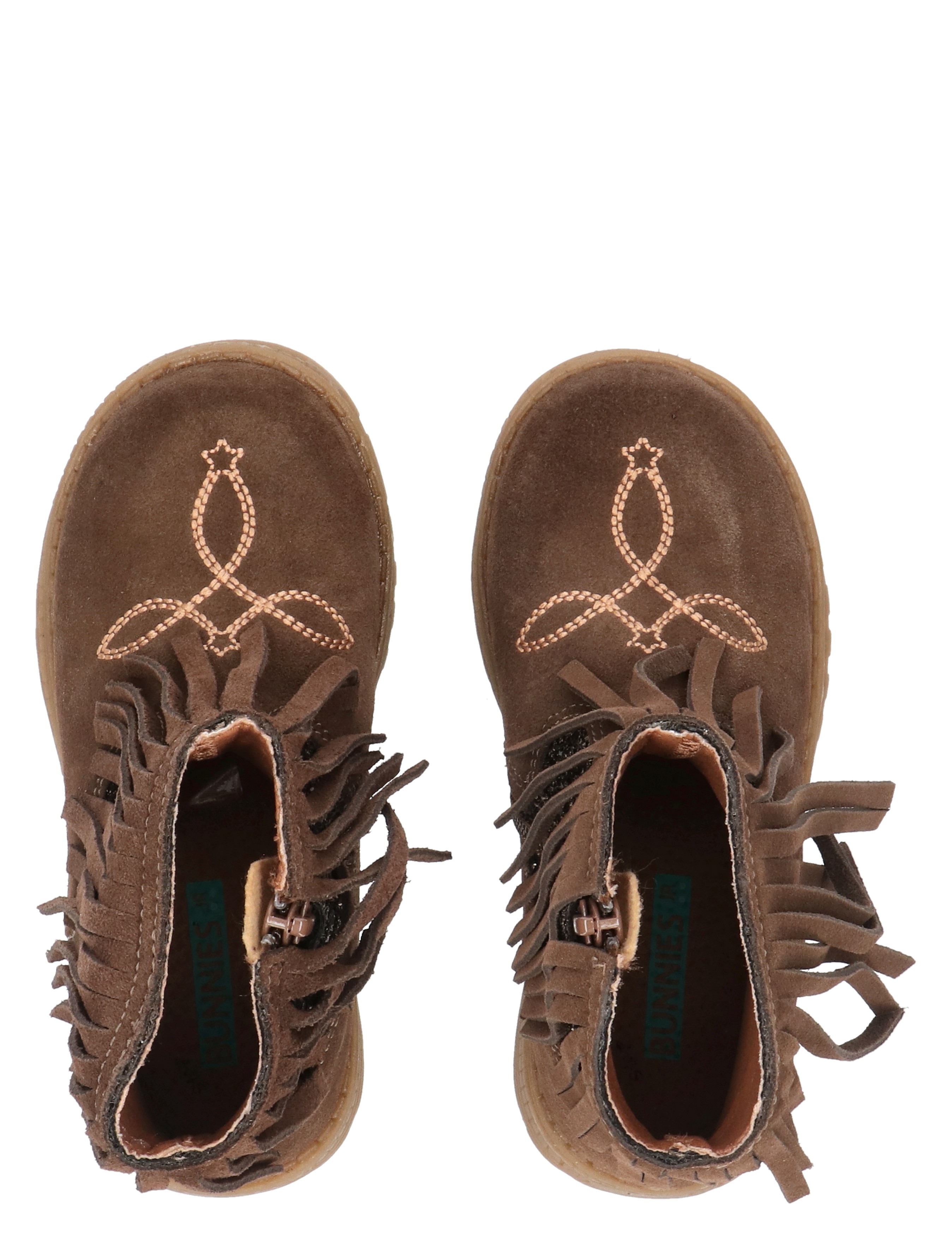 bruin schoenen, fringe schoenen, enkellaarsjes, leer suède, gestikt patroon