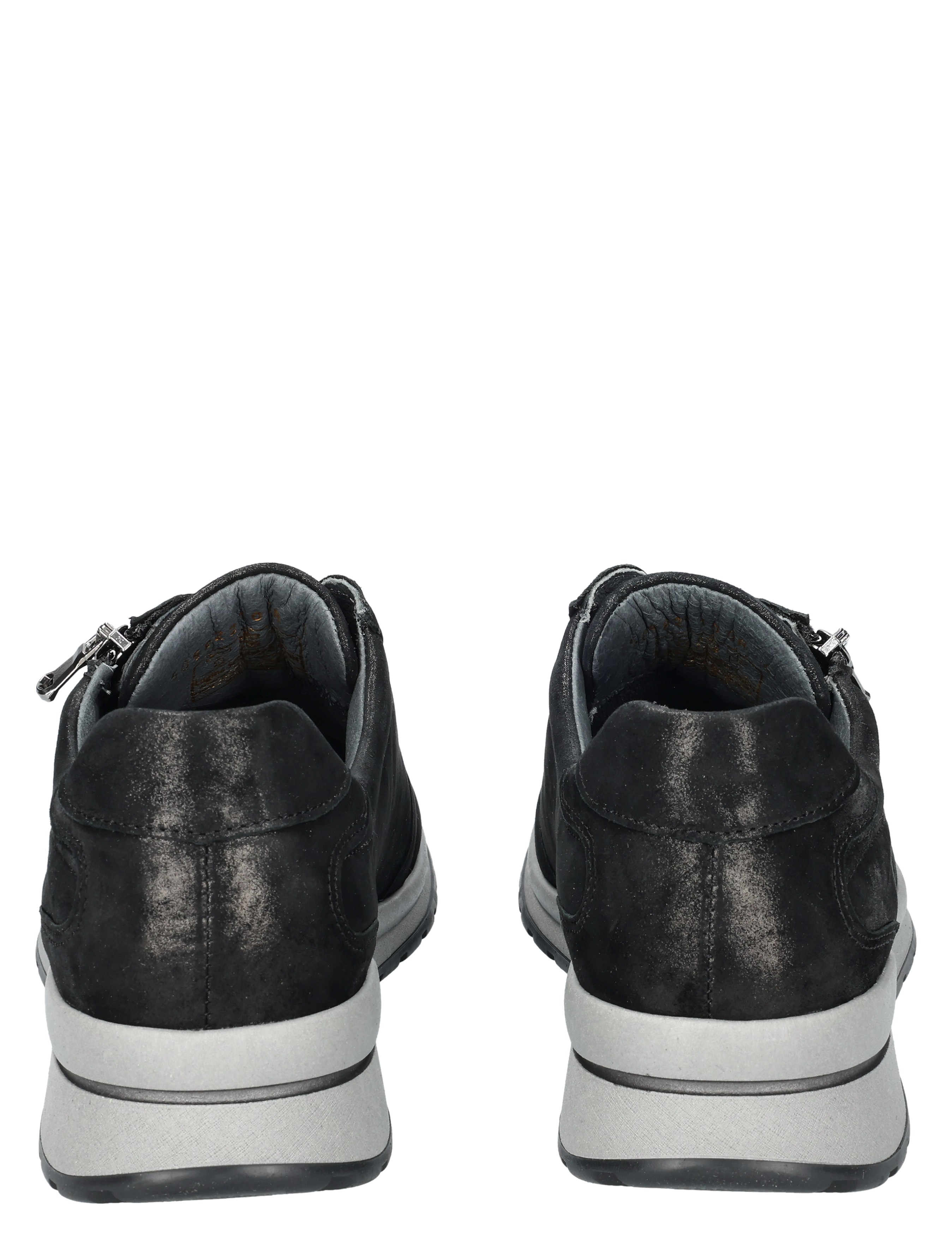 hoge sneaker, zwarte sneaker, suède, dempende zool, achterzicht, rond-teen