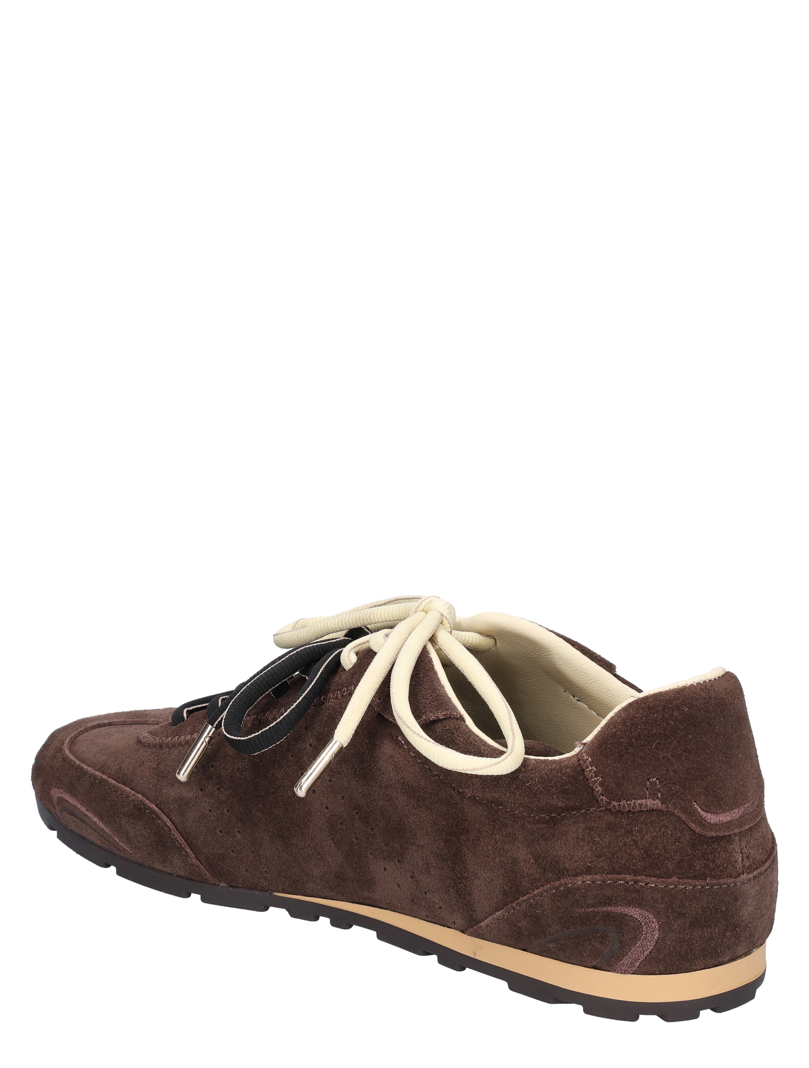 suede, bruin, geknoopt, schoen, sneaker