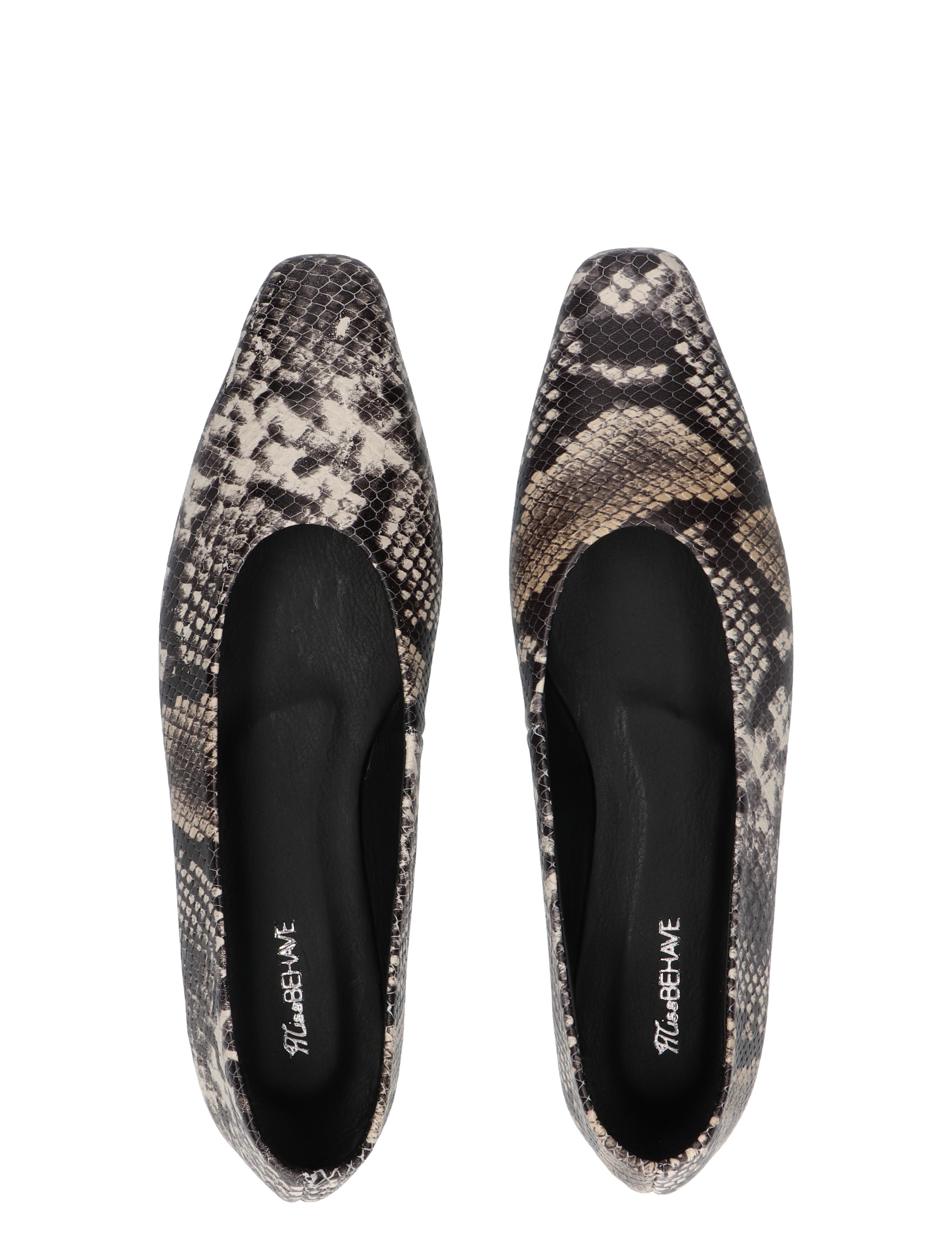 Miss Behave - Xanna Beige Black Snake - Dames - Ballerinas - 48321_71_7