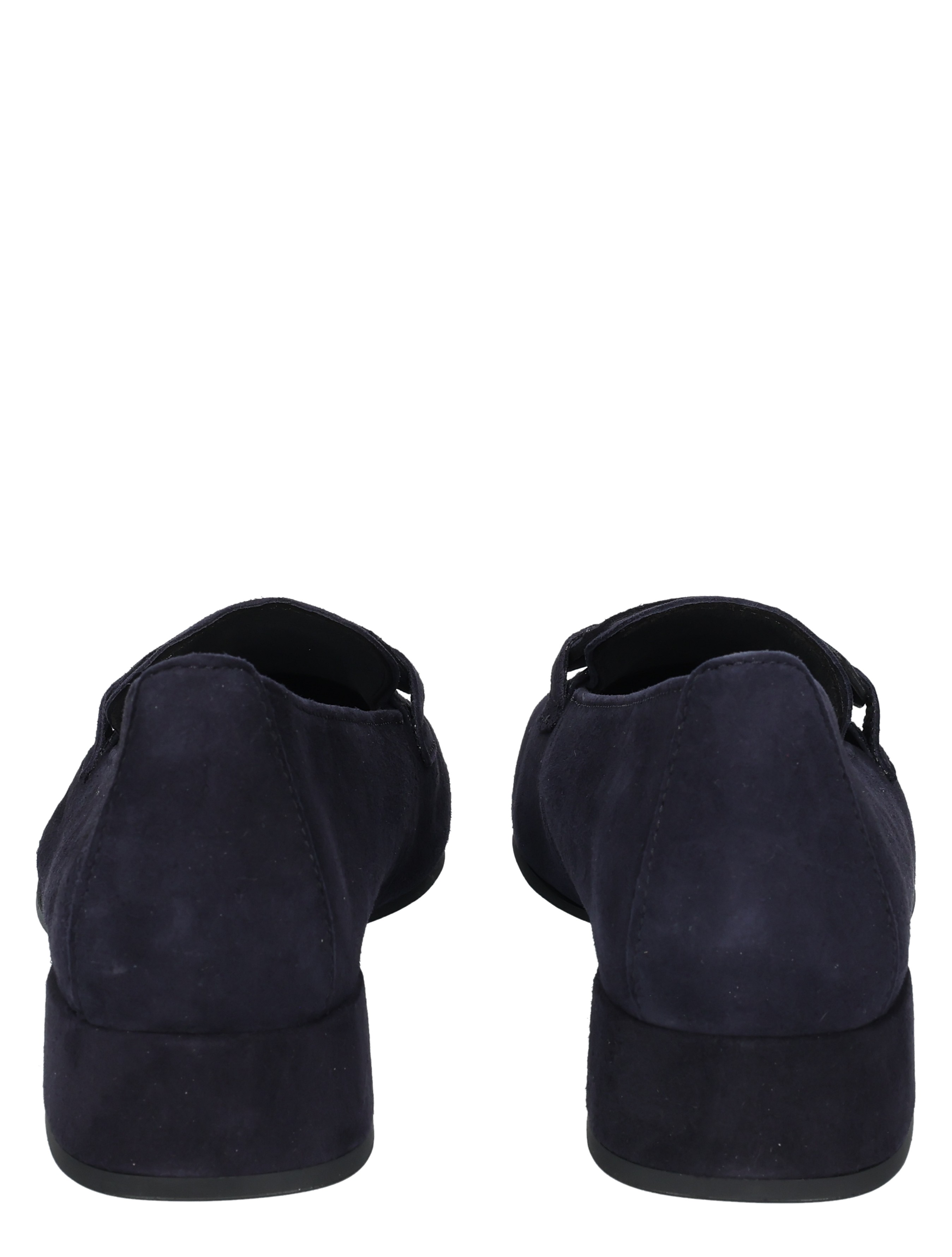 navy, suede, heels, low-heel, back view