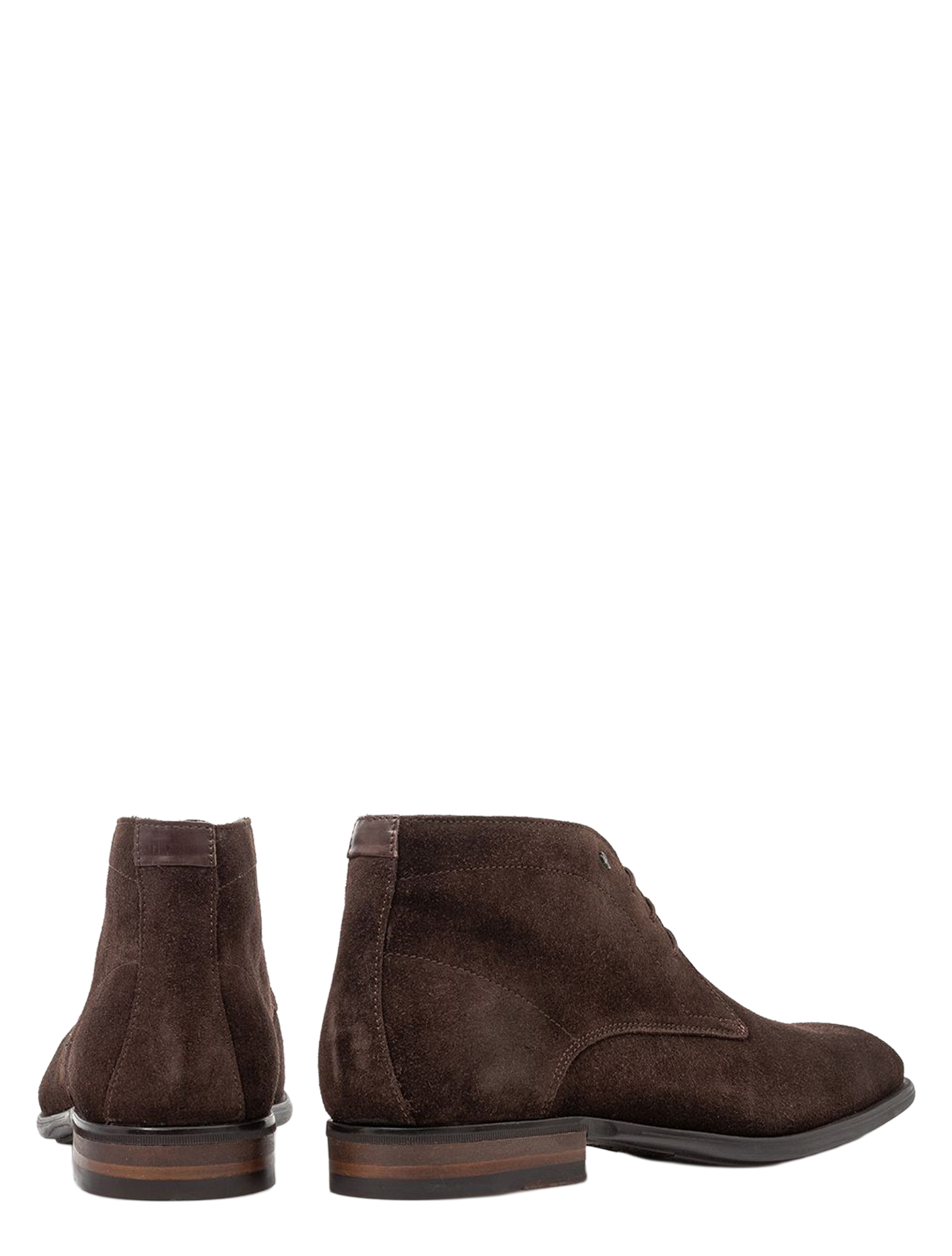suede, bruin, enkellaarsjes, veter, hak